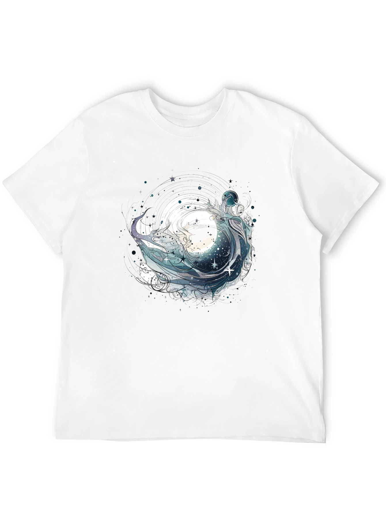 Celestial Wave Graphic Tee - Black