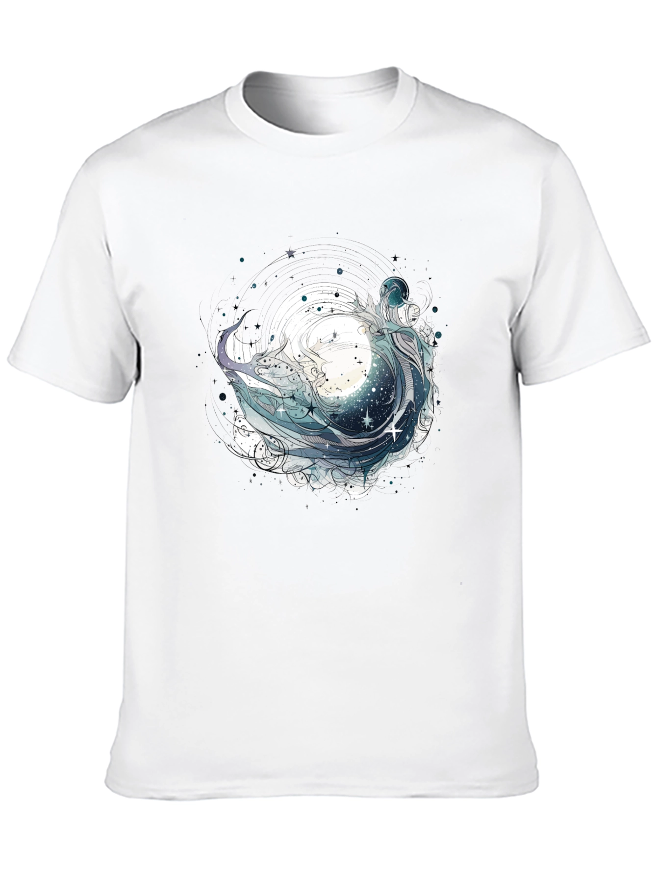 Celestial Wave Graphic Tee - Black