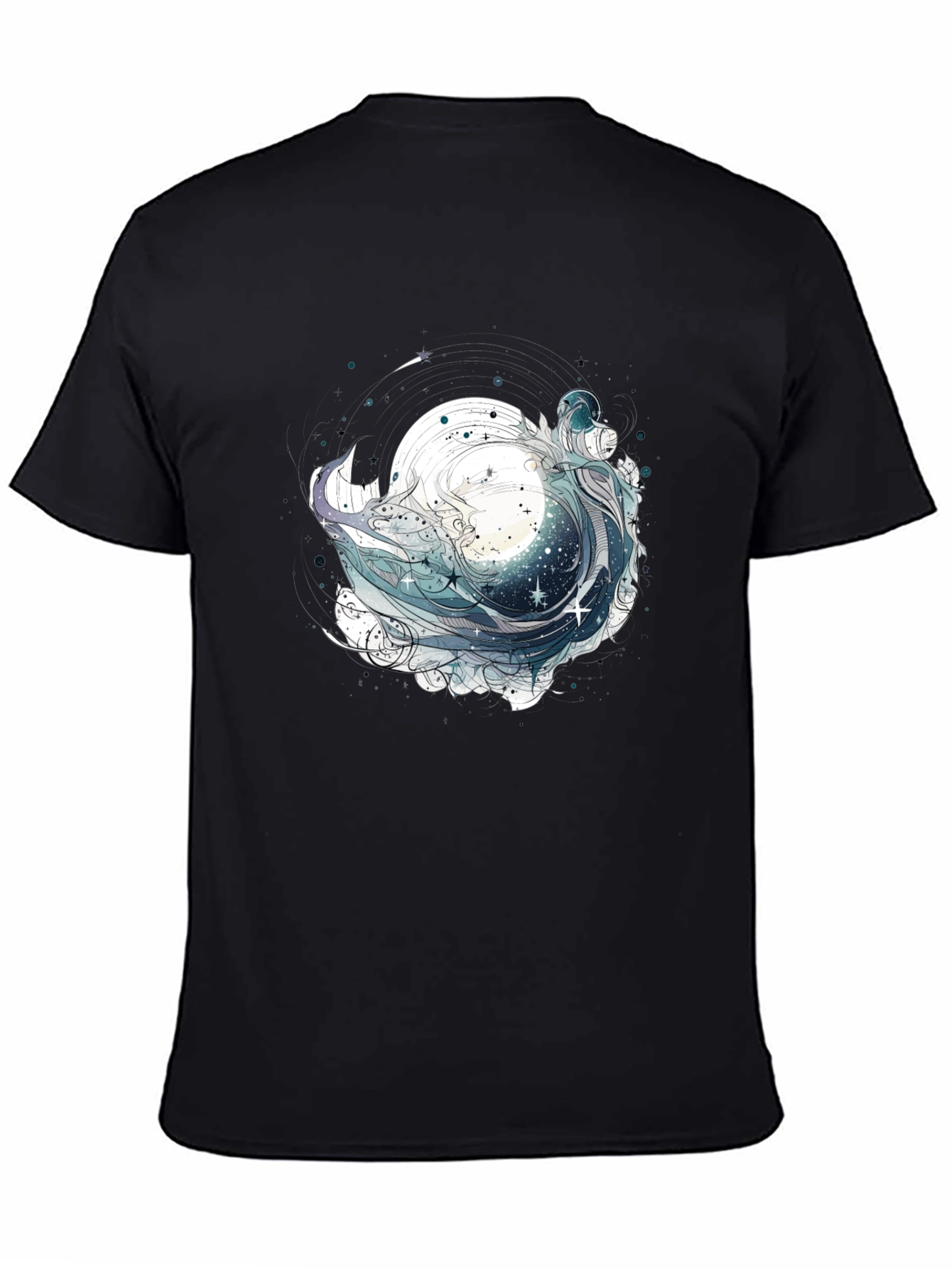 Celestial Wave Graphic Tee - Black