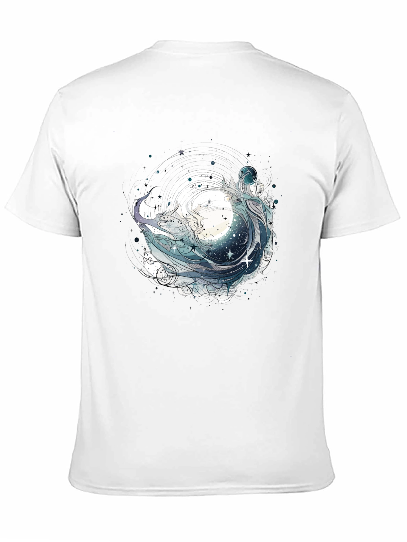 Celestial Wave Graphic Tee - Black