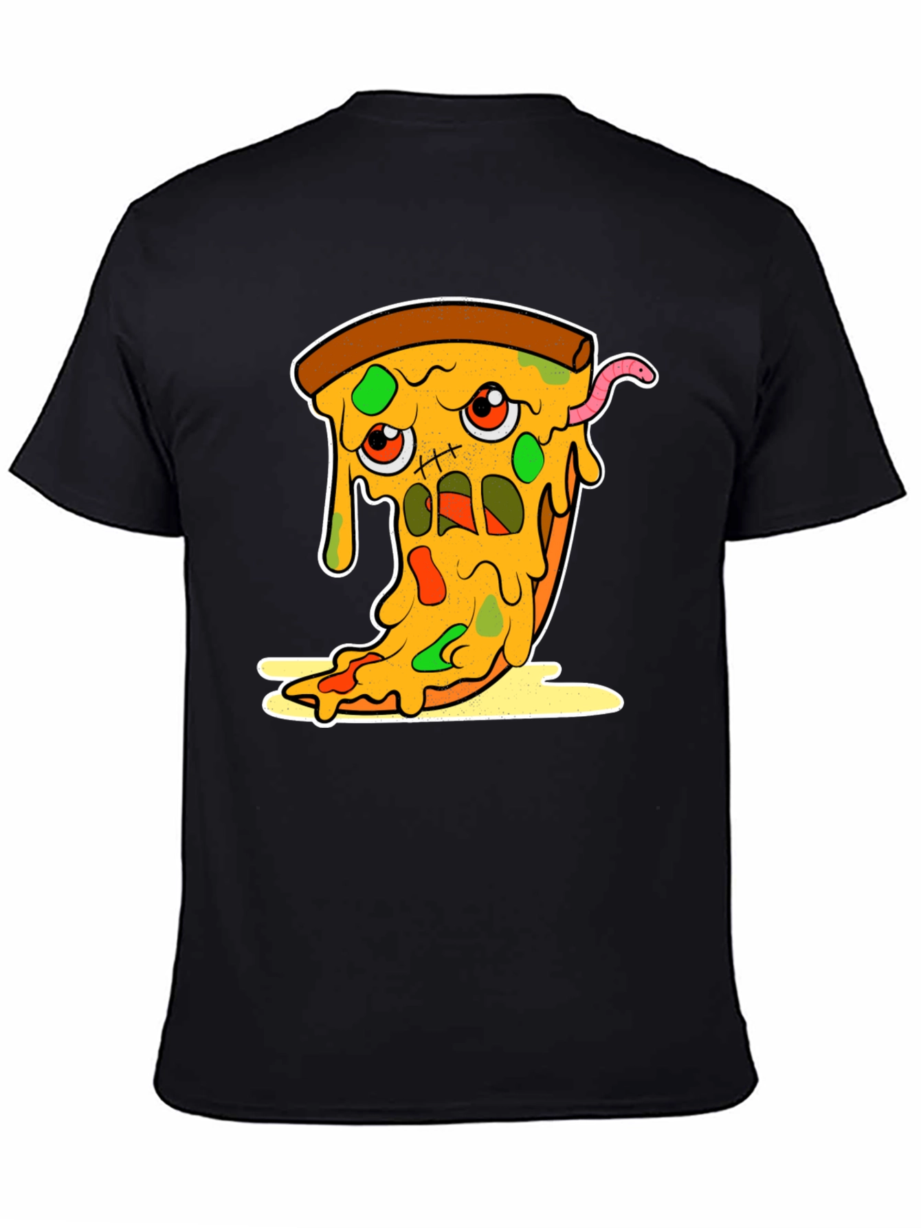 Creepy Pizza Slice Graphic T-Shirt
