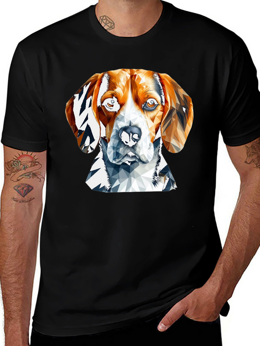 Geometric Beagle Dog Graphic Tee - Black