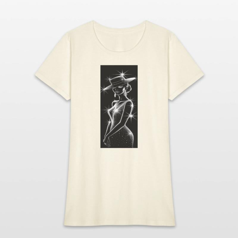 Elegant Night Diva in Sparkling Hat and Dress