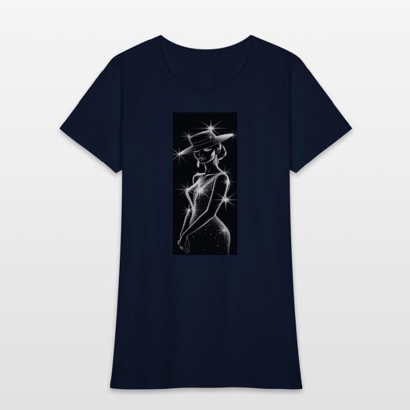 Elegant Night Diva in Sparkling Hat and Dress