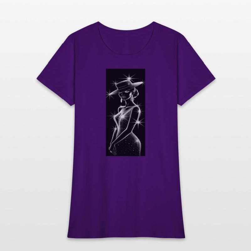 Elegant Night Diva in Sparkling Hat and Dress