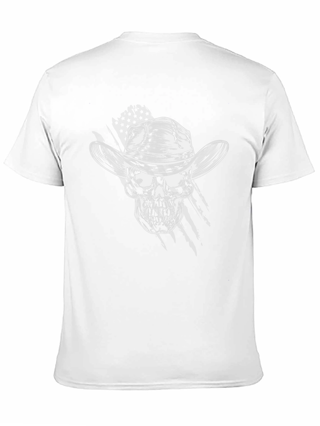 Cowboy Skull Graphic Tee - Black Crew Neck T-Shirt