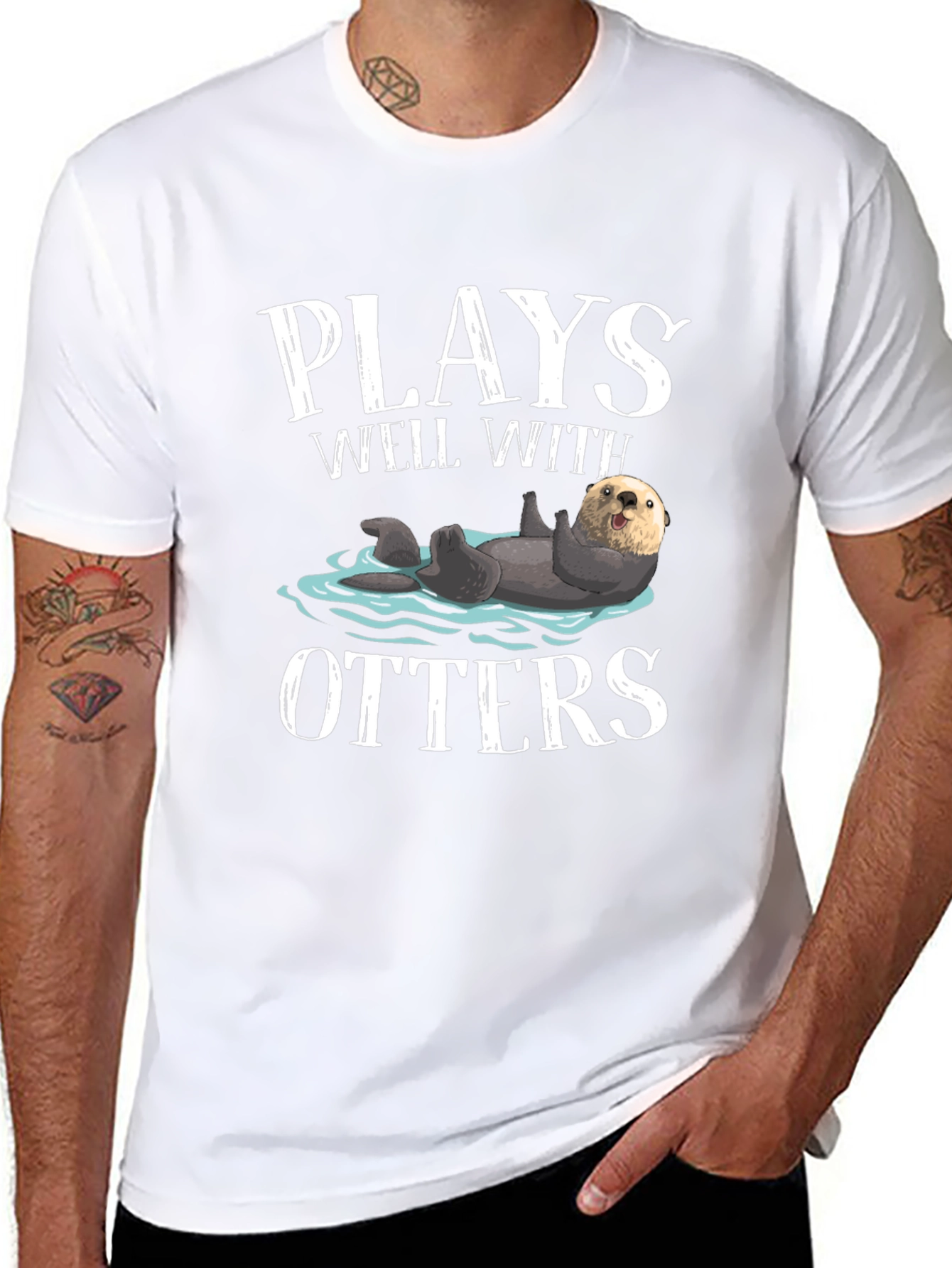 Plays Well With Otters Graphic Tee - Black T-Shirt