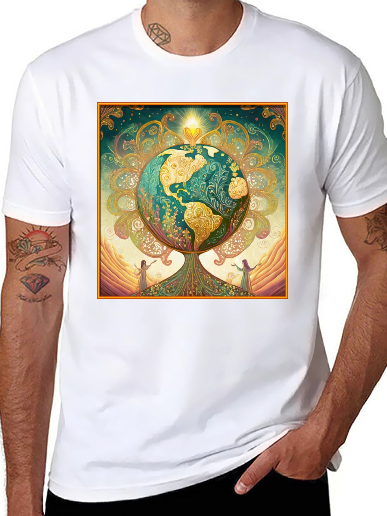 Earth Tree Graphic Tee - Black Cotton