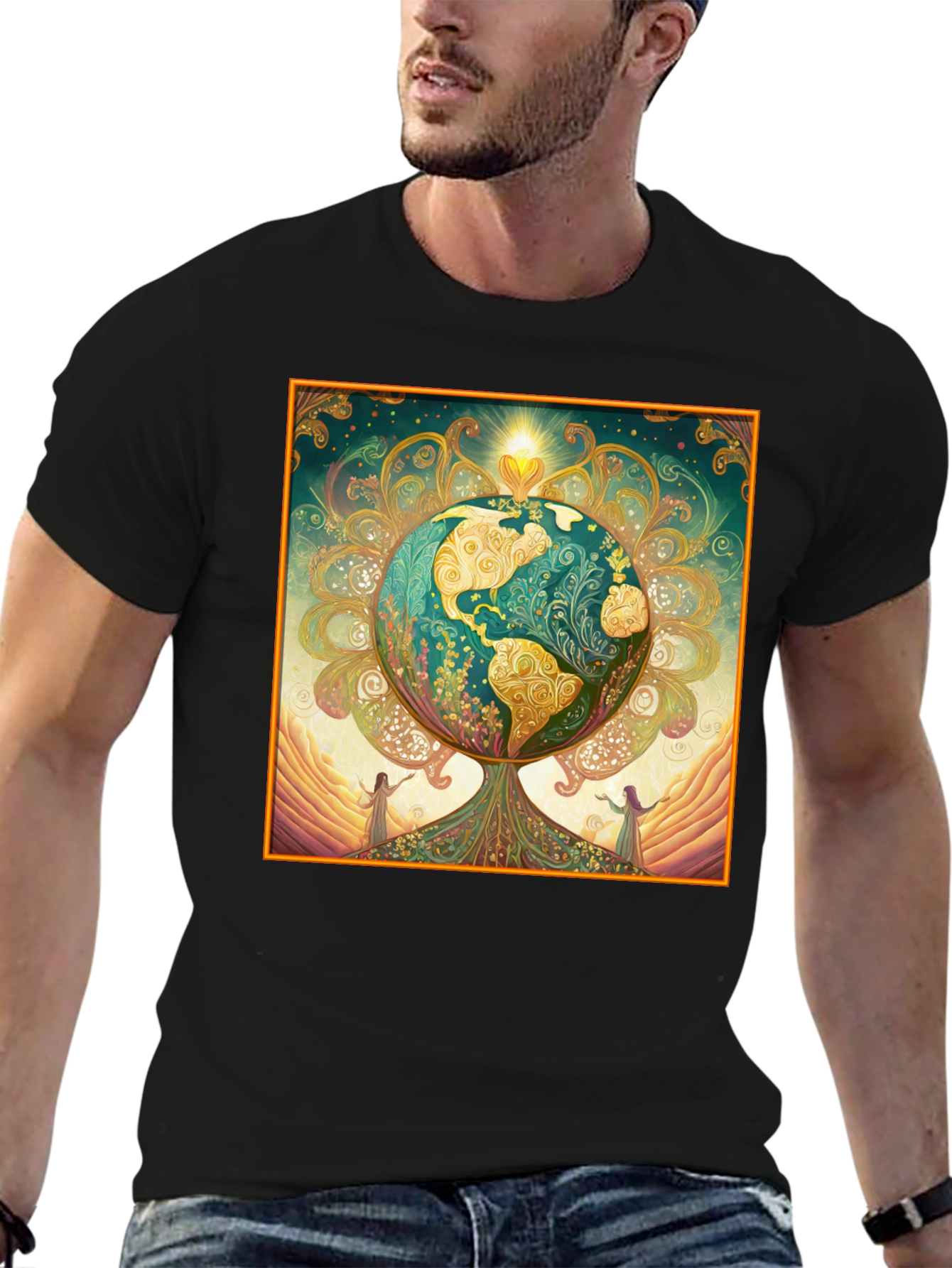Earth Tree Graphic Tee - Black Cotton