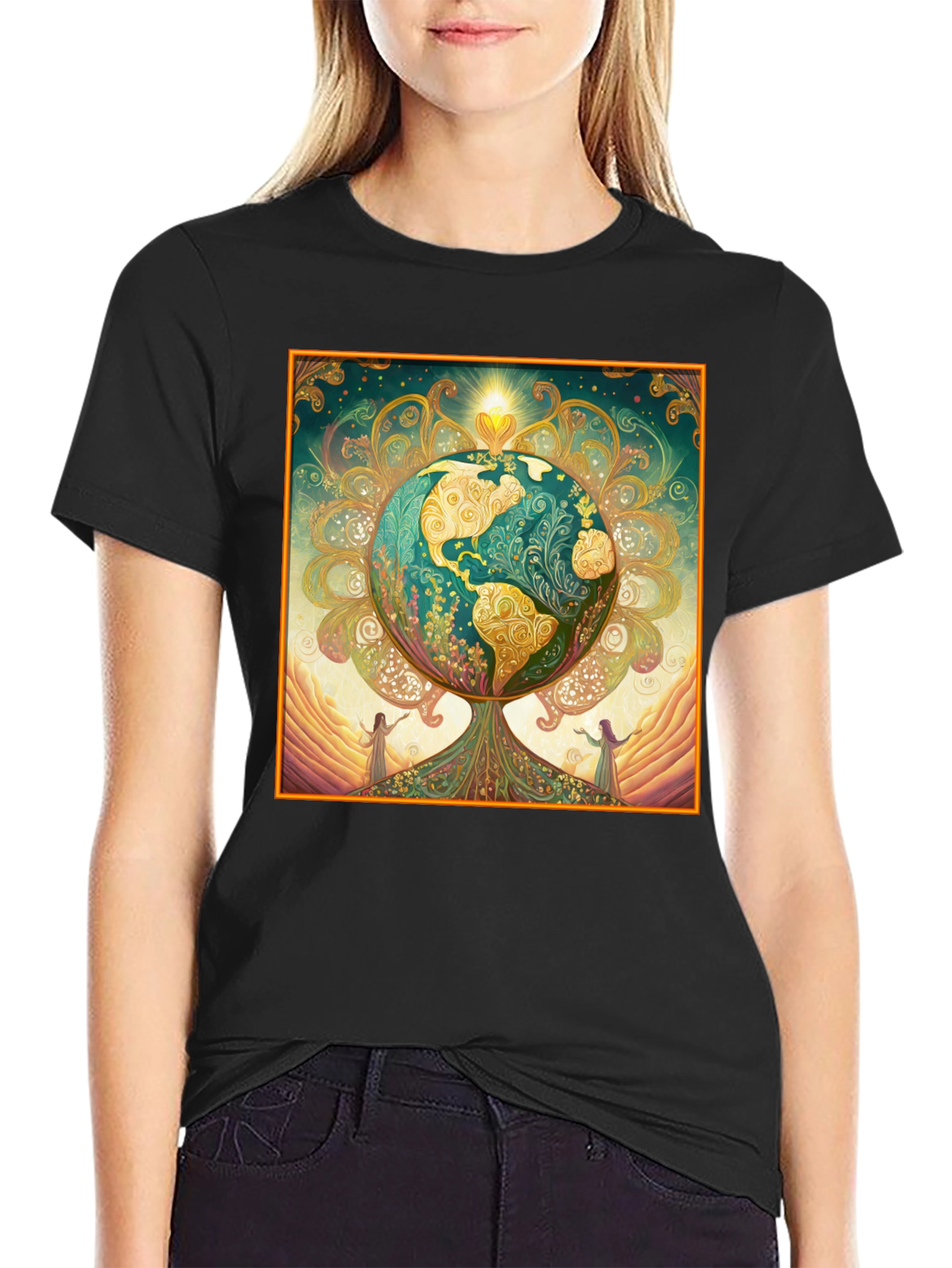 Earth Tree Graphic Tee - Black Cotton