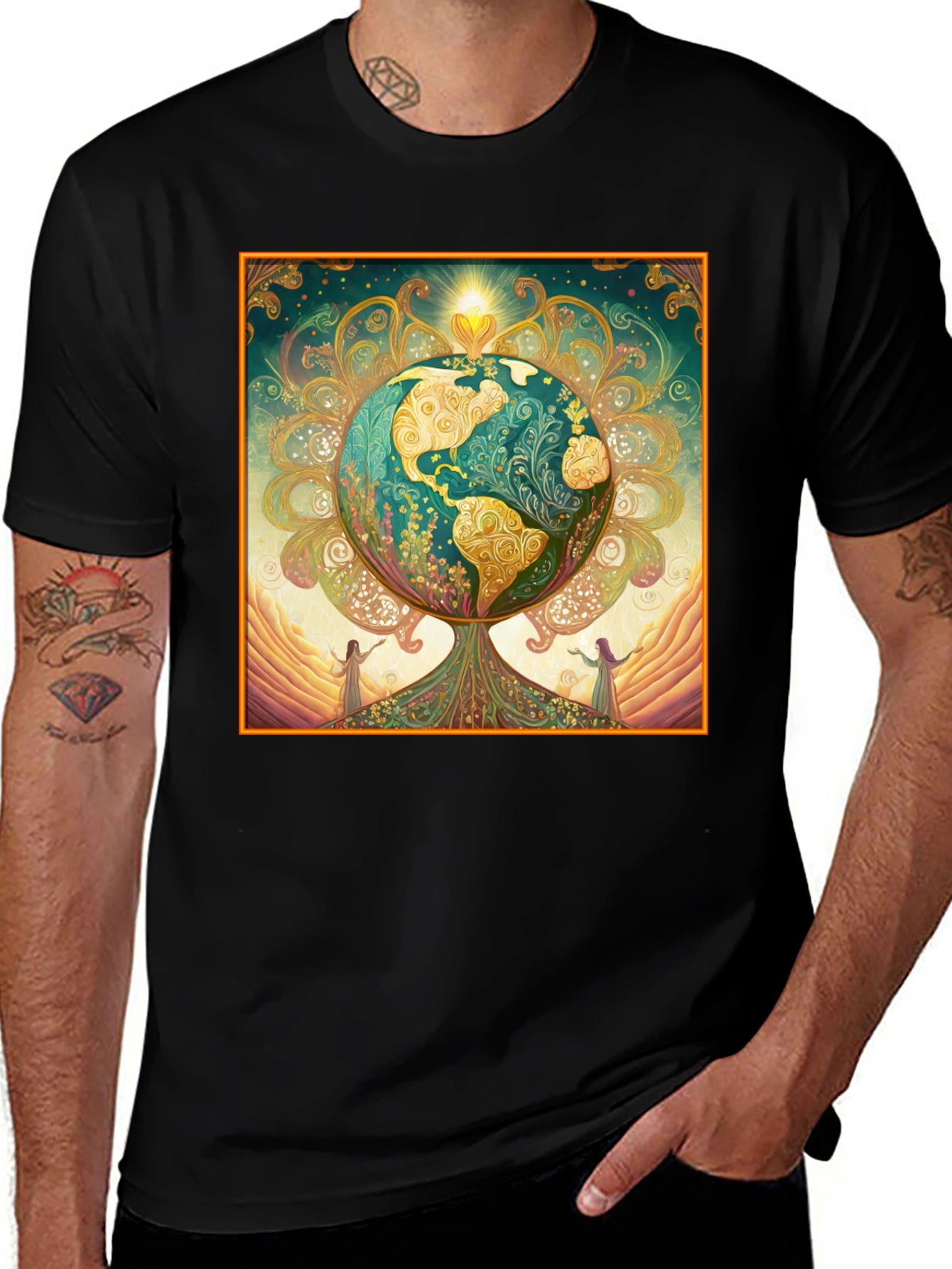 Earth Tree Graphic Tee - Black Cotton