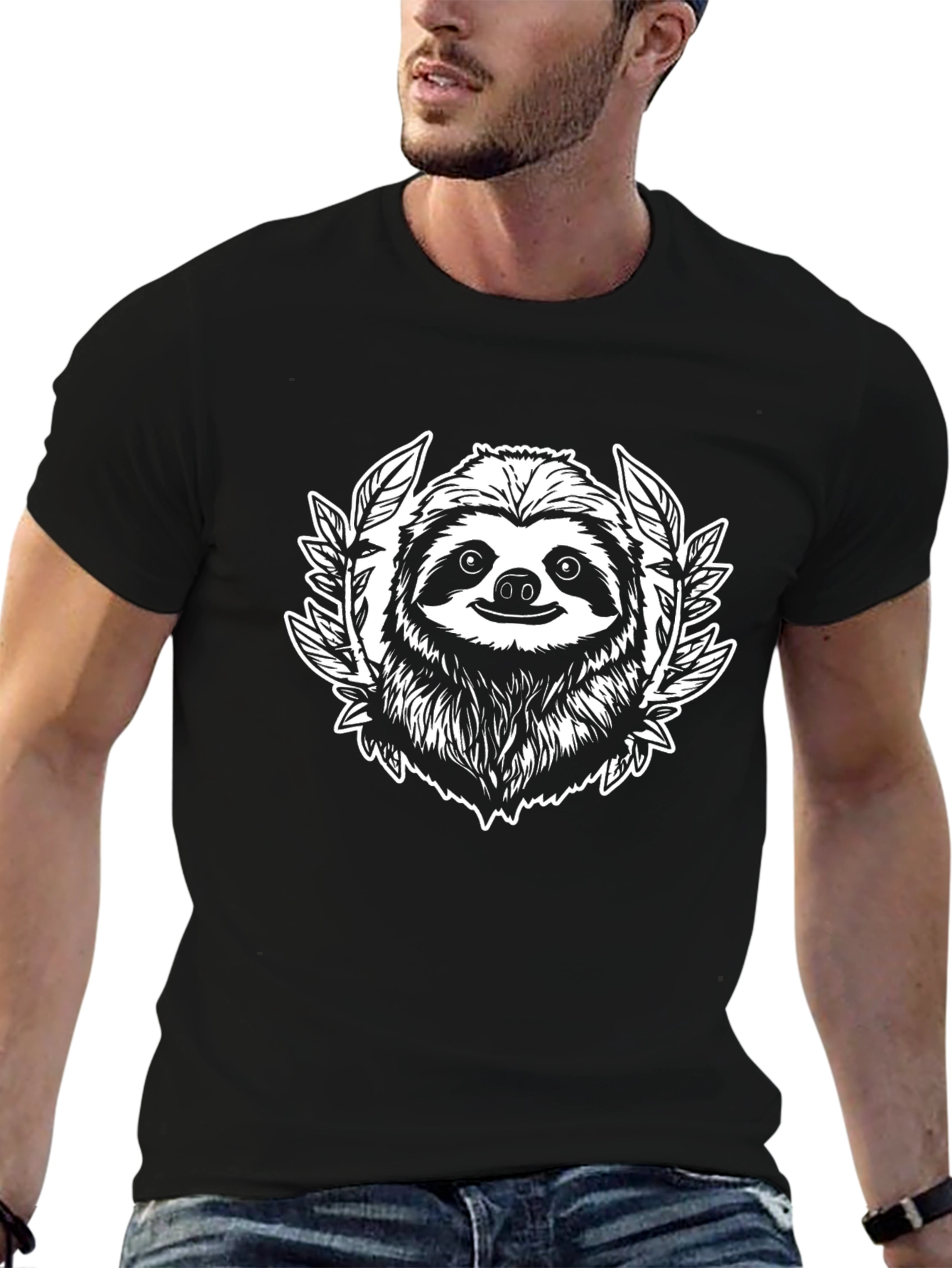 Sloth Graphic Tee - Mens Black T-Shirt