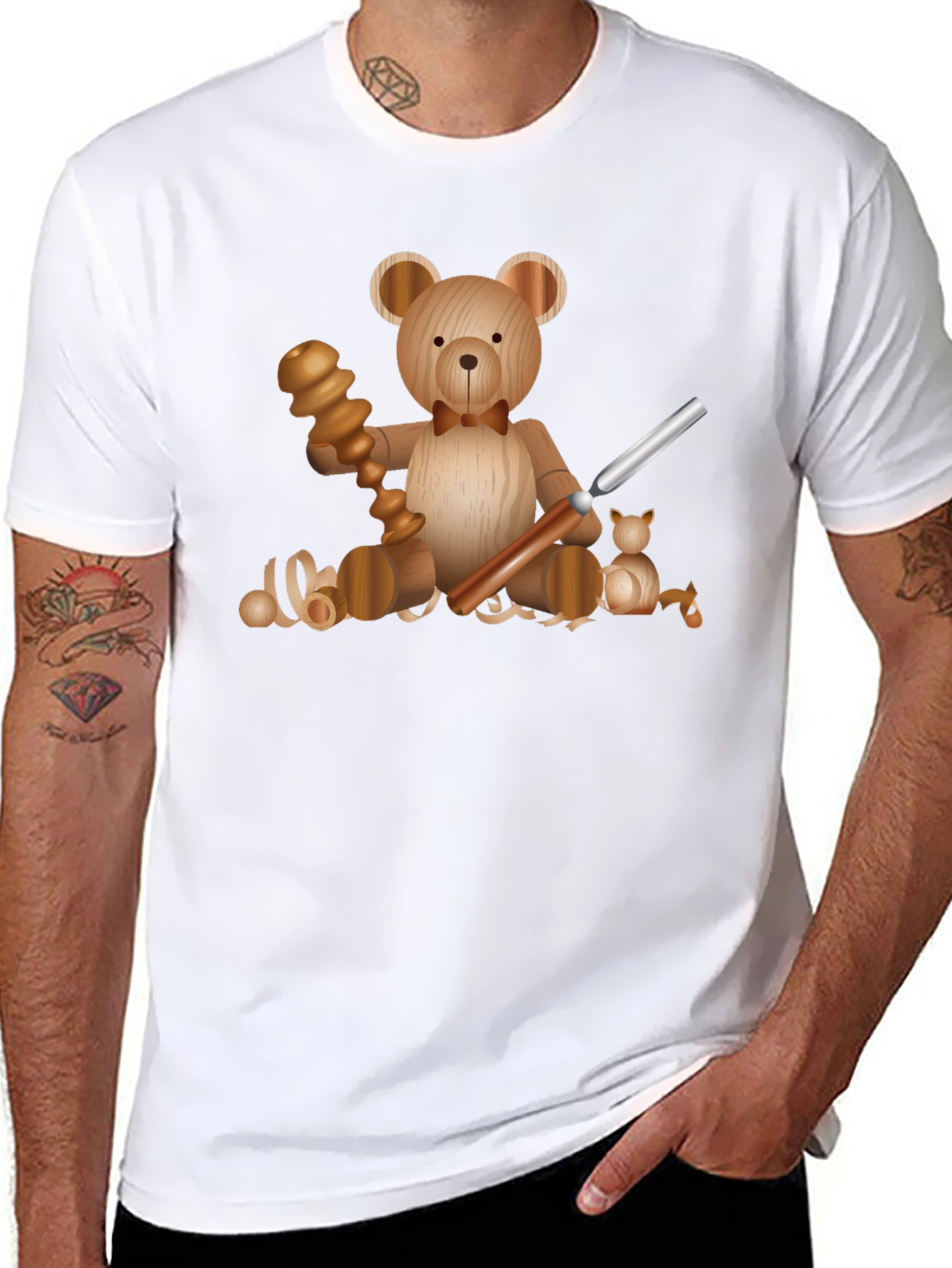 Wood Carving Teddy Bear T-Shirt