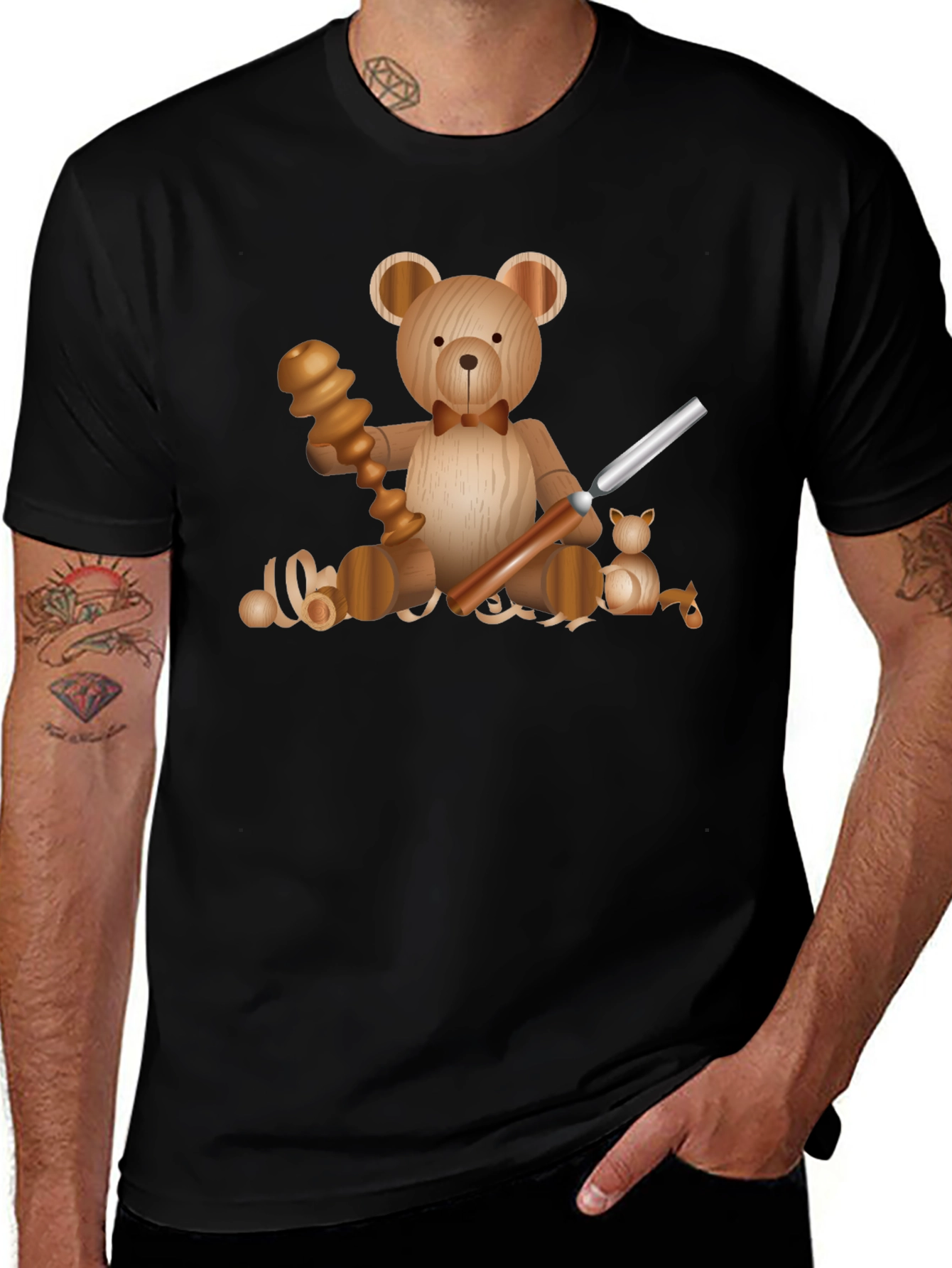 Wood Carving Teddy Bear T-Shirt