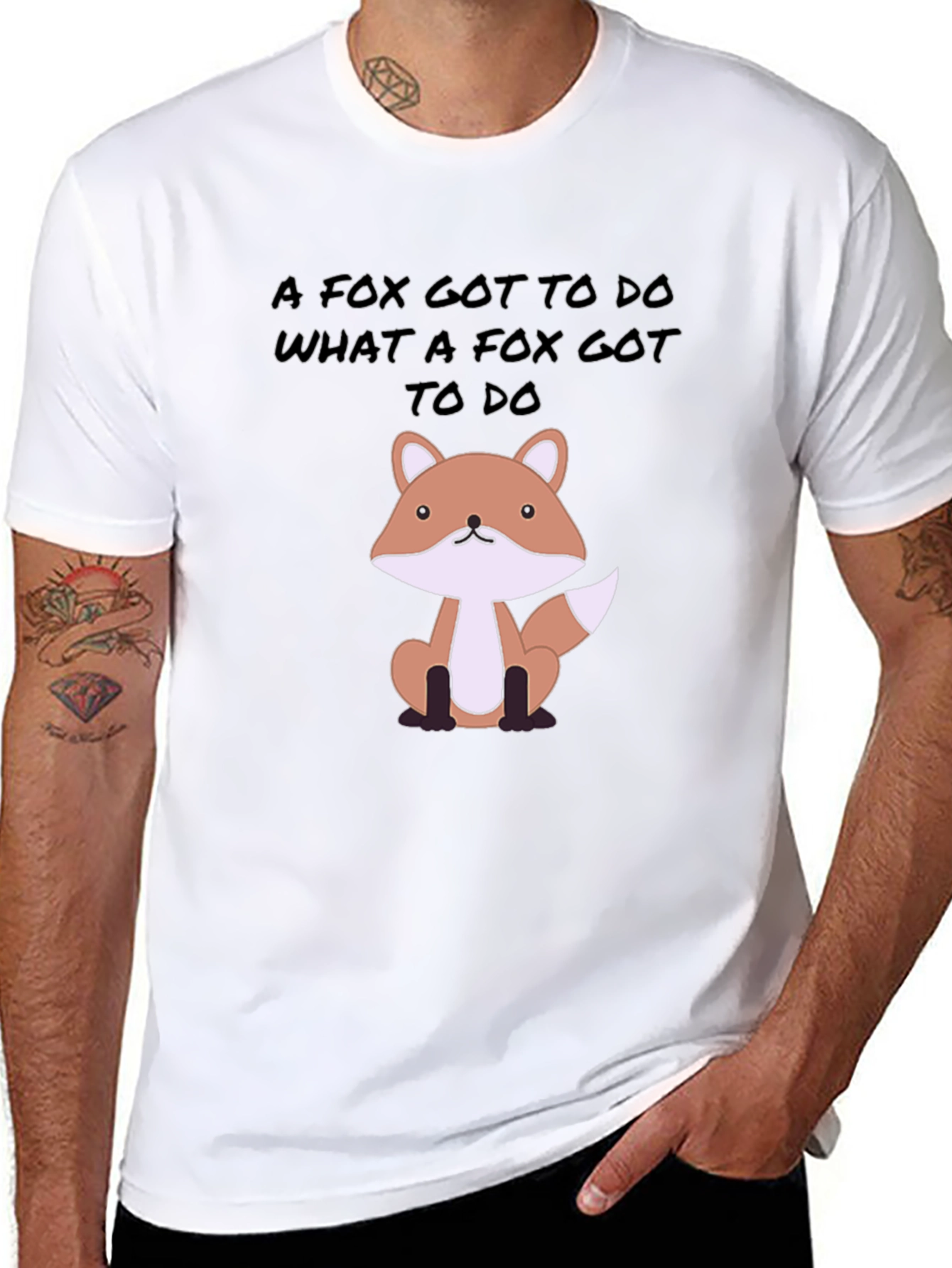 Fox Gotta Do Tee - Novelty Graphic Print T-Shirt