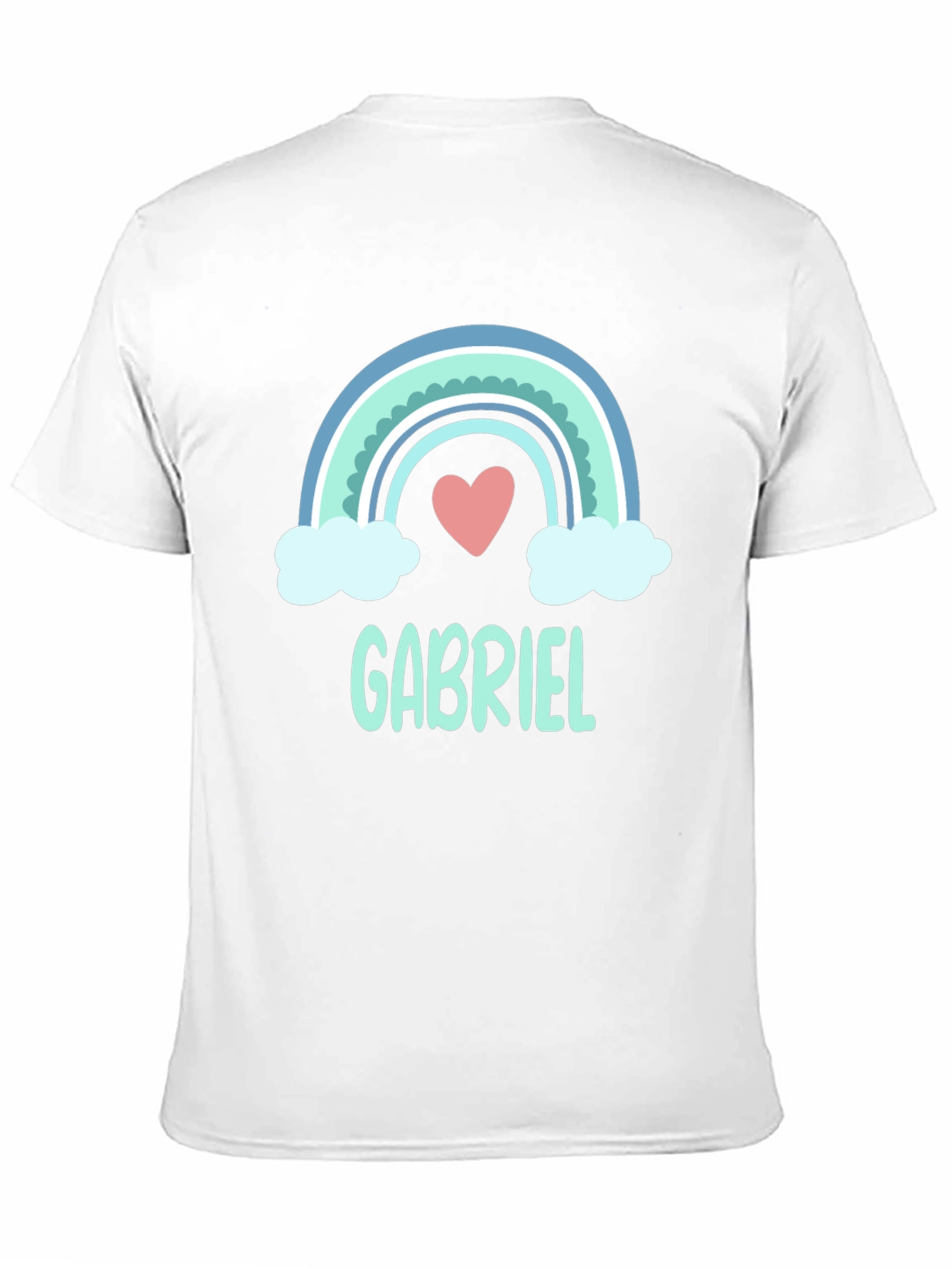 Gabriel Rainbow Heart Personalized Black T-Shirt