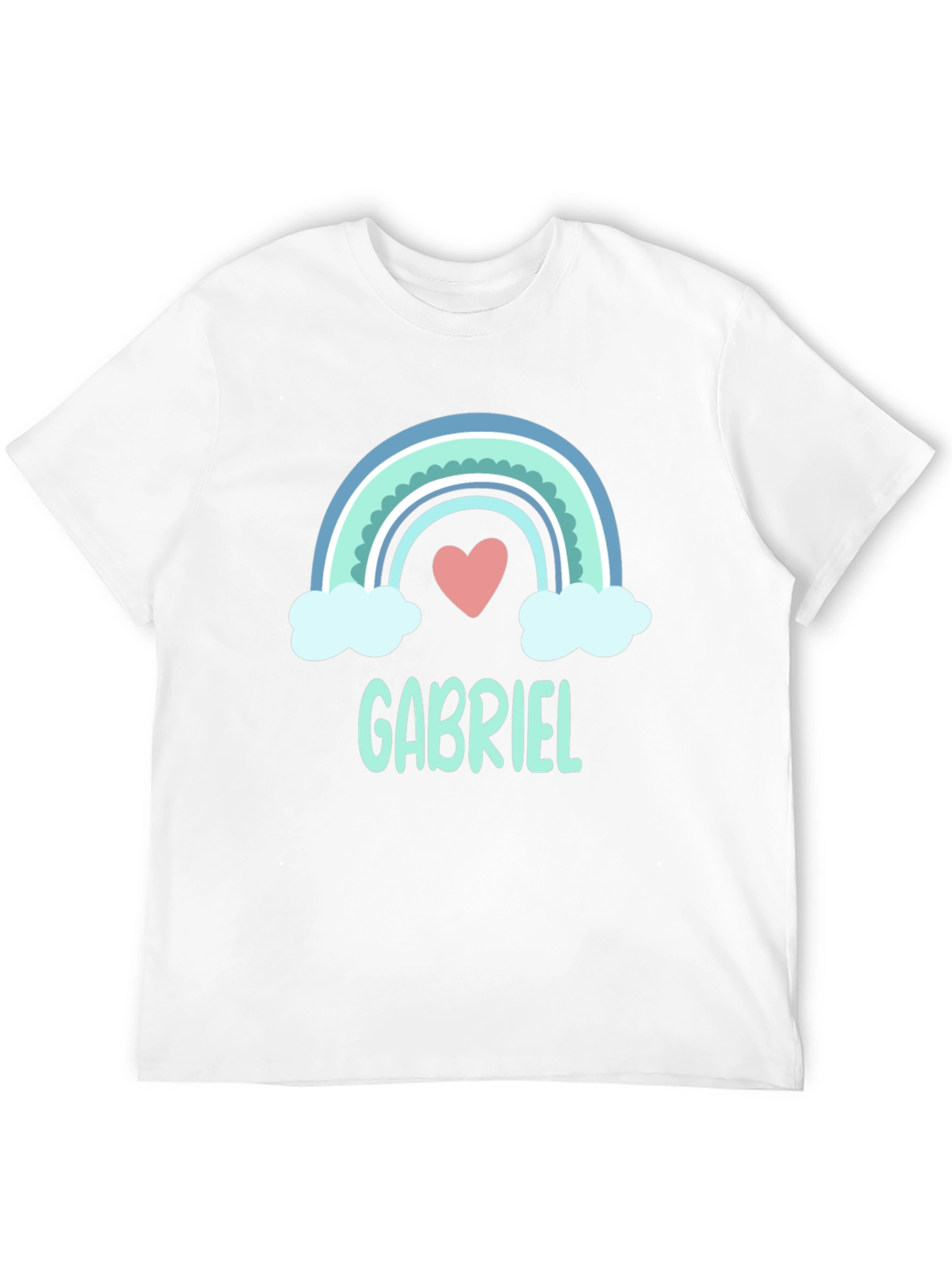 Gabriel Rainbow Heart Personalized Black T-Shirt