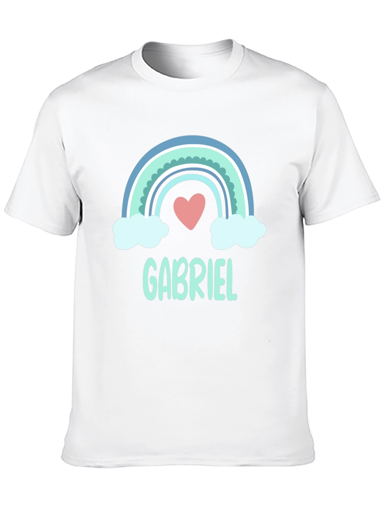 Gabriel Rainbow Heart Personalized Black T-Shirt