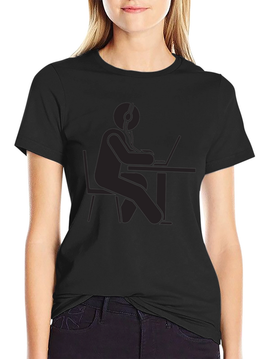 Black T-Shirt - Gamer at Desk Graphic Tee