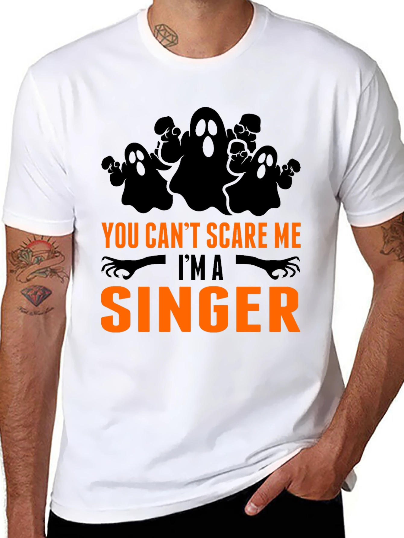 Funny Halloween Singer T-Shirt - You Cant Scare Me