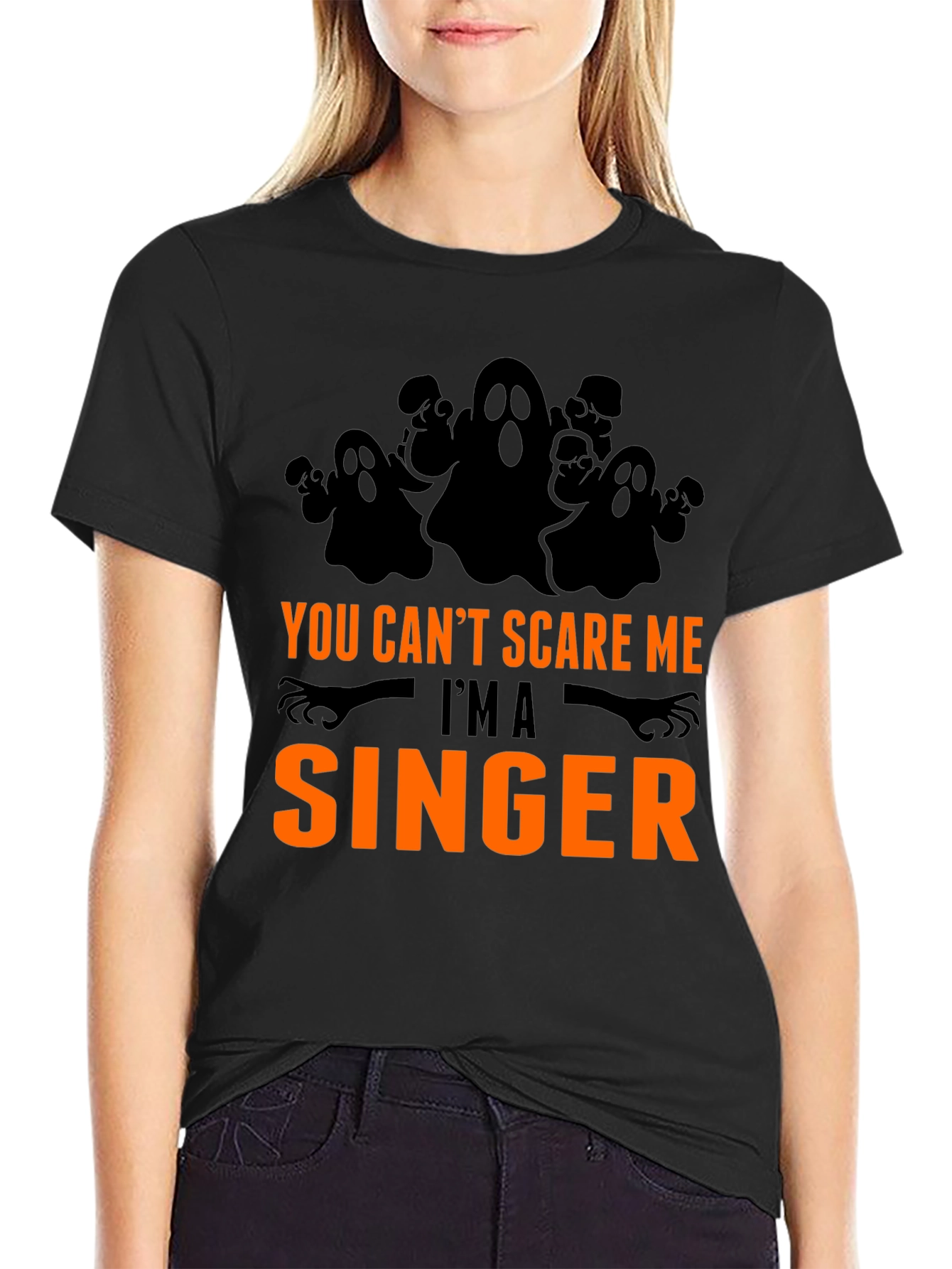 Funny Halloween Singer T-Shirt - You Cant Scare Me