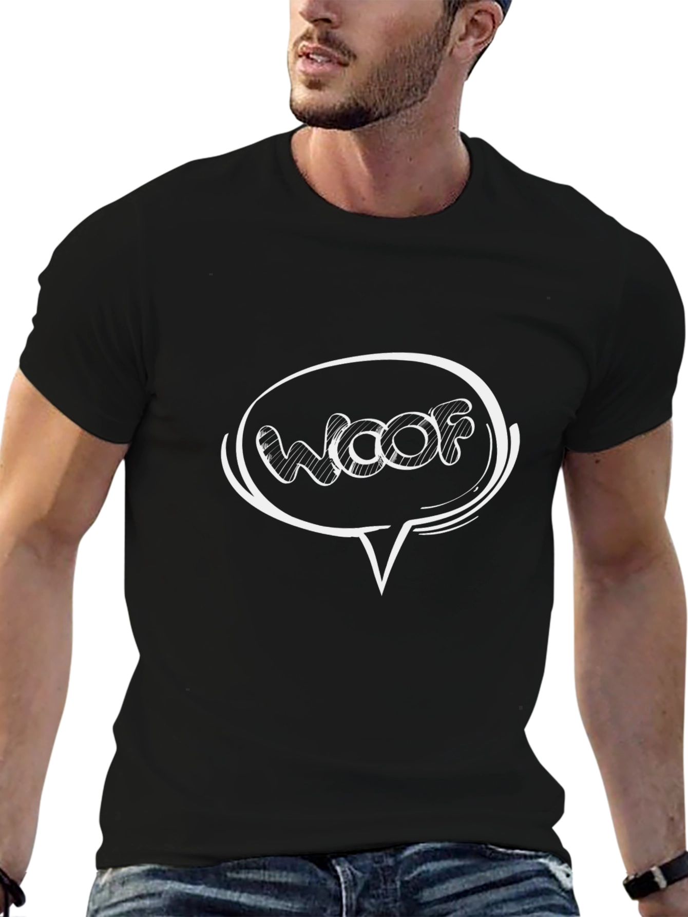 Woof Speech Bubble Black T-Shirt