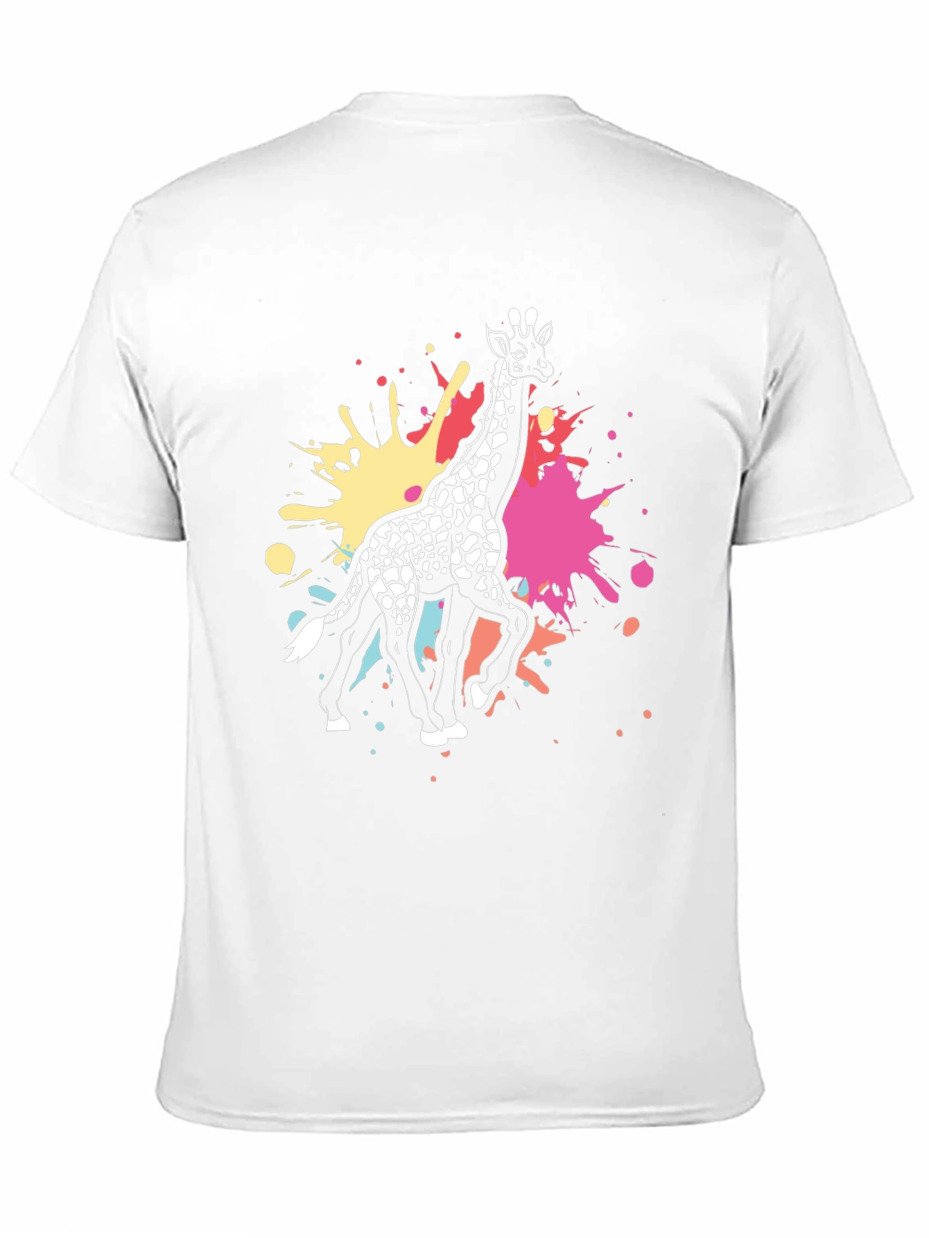 Giraffe Splatter Graphic Tee - Black Cotton Shirt