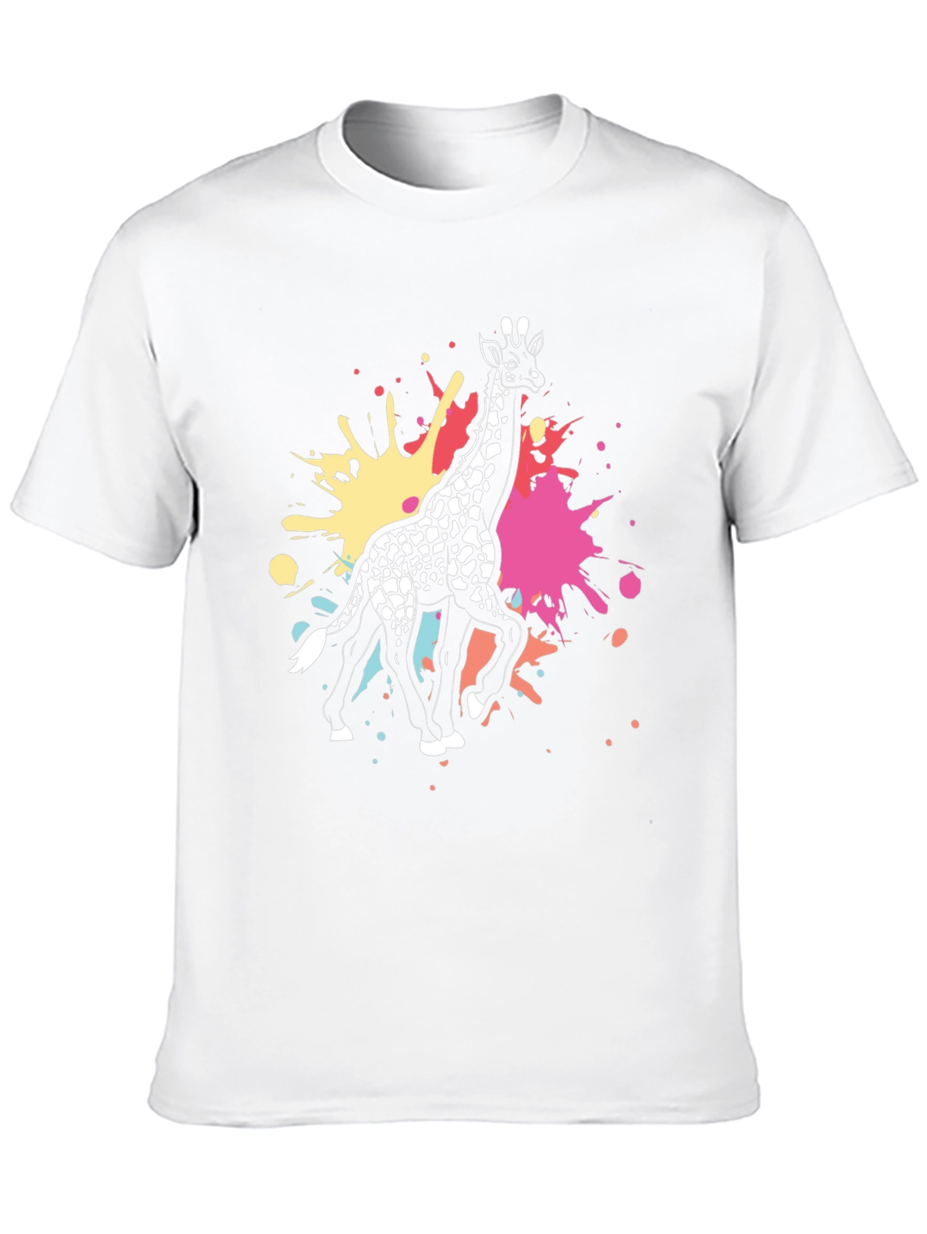 Giraffe Splatter Graphic Tee - Black Cotton Shirt