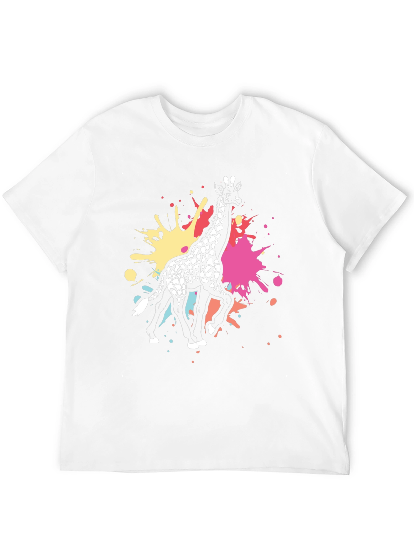 Giraffe Splatter Graphic Tee - Black Cotton Shirt