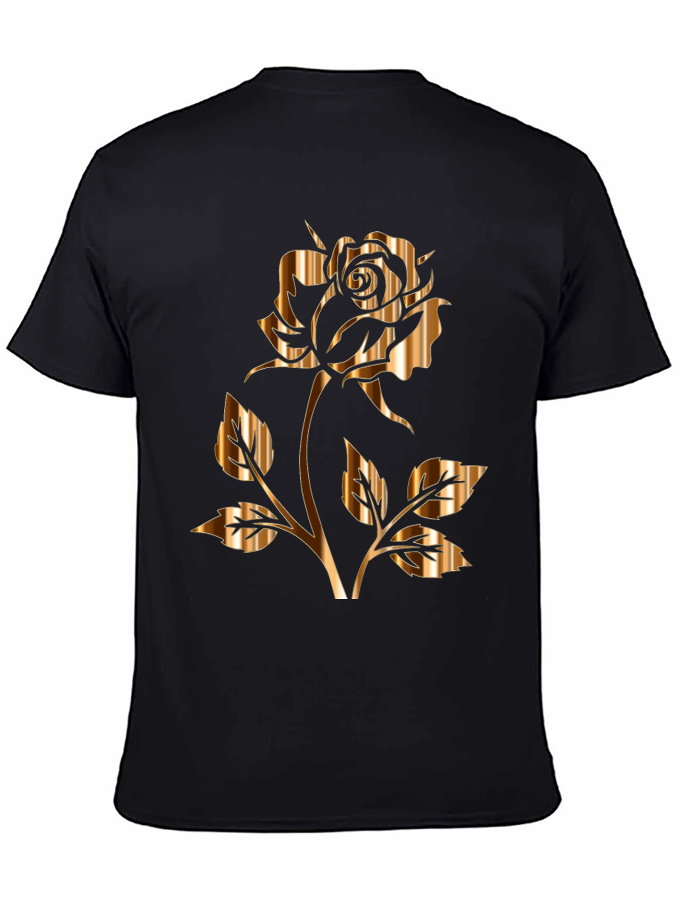 Golden Rose Graphic Tee - Stylish Mens Black T-Shirt