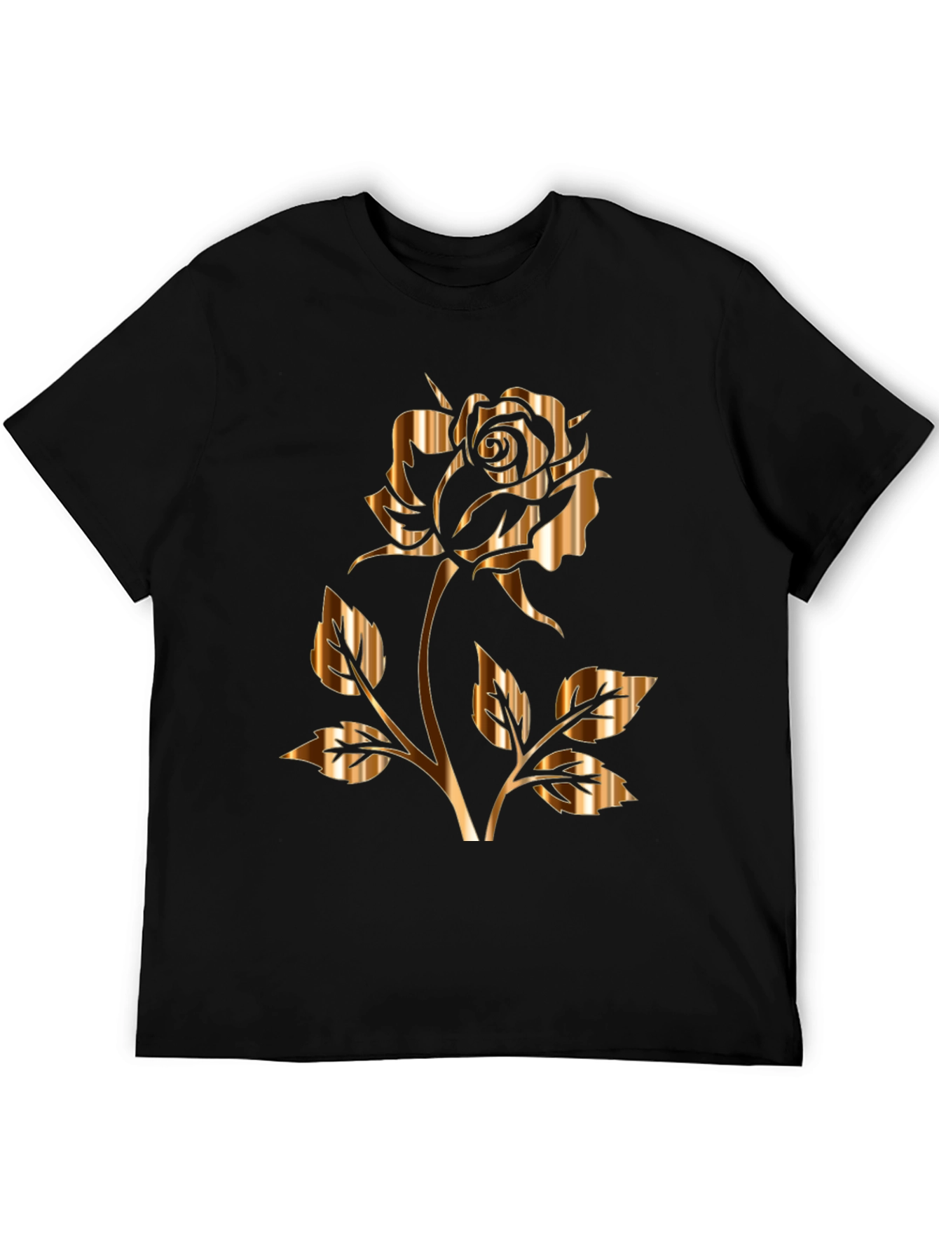 Golden Rose Graphic Tee - Stylish Mens Black T-Shirt