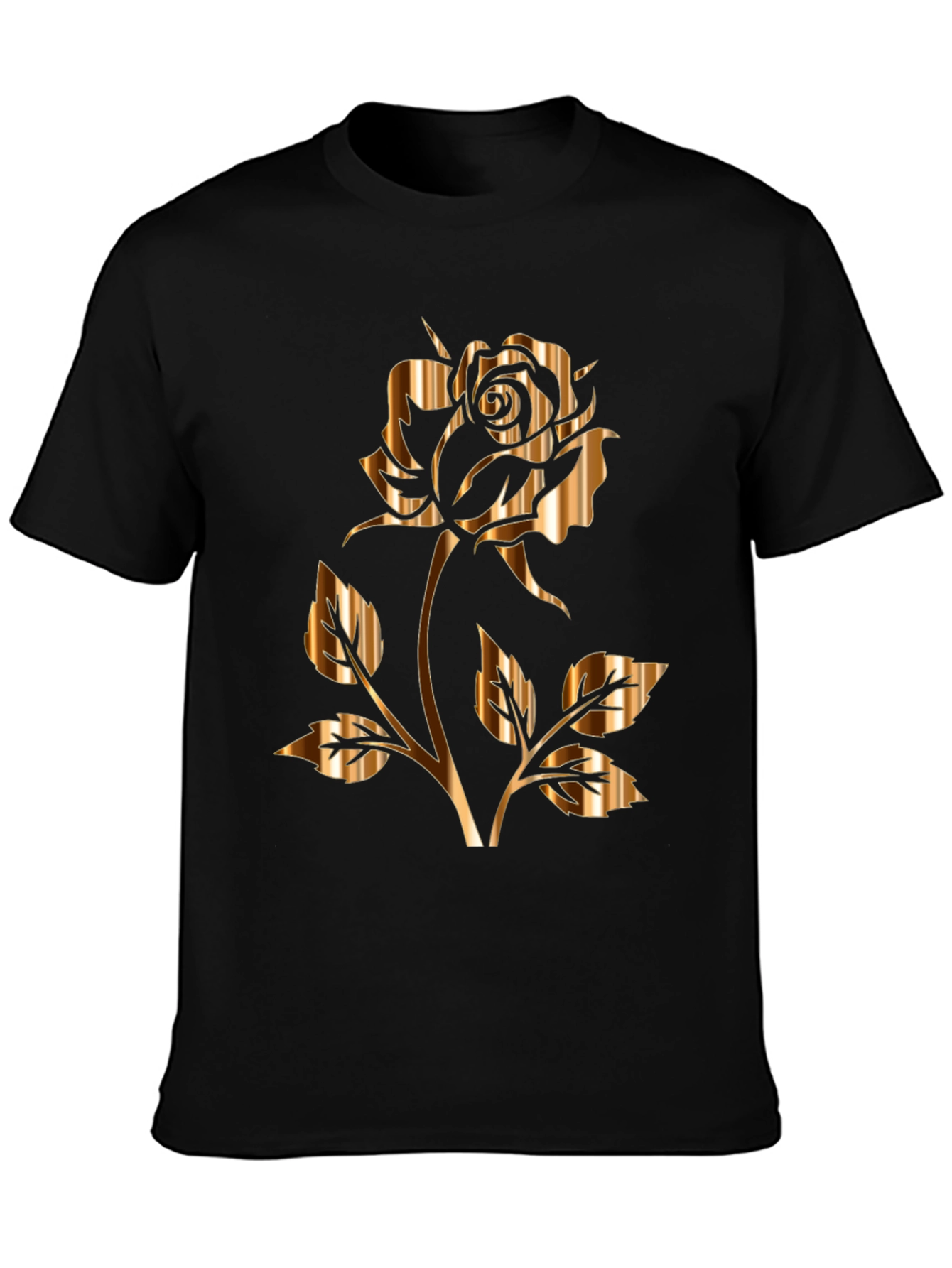 Golden Rose Graphic Tee - Stylish Mens Black T-Shirt