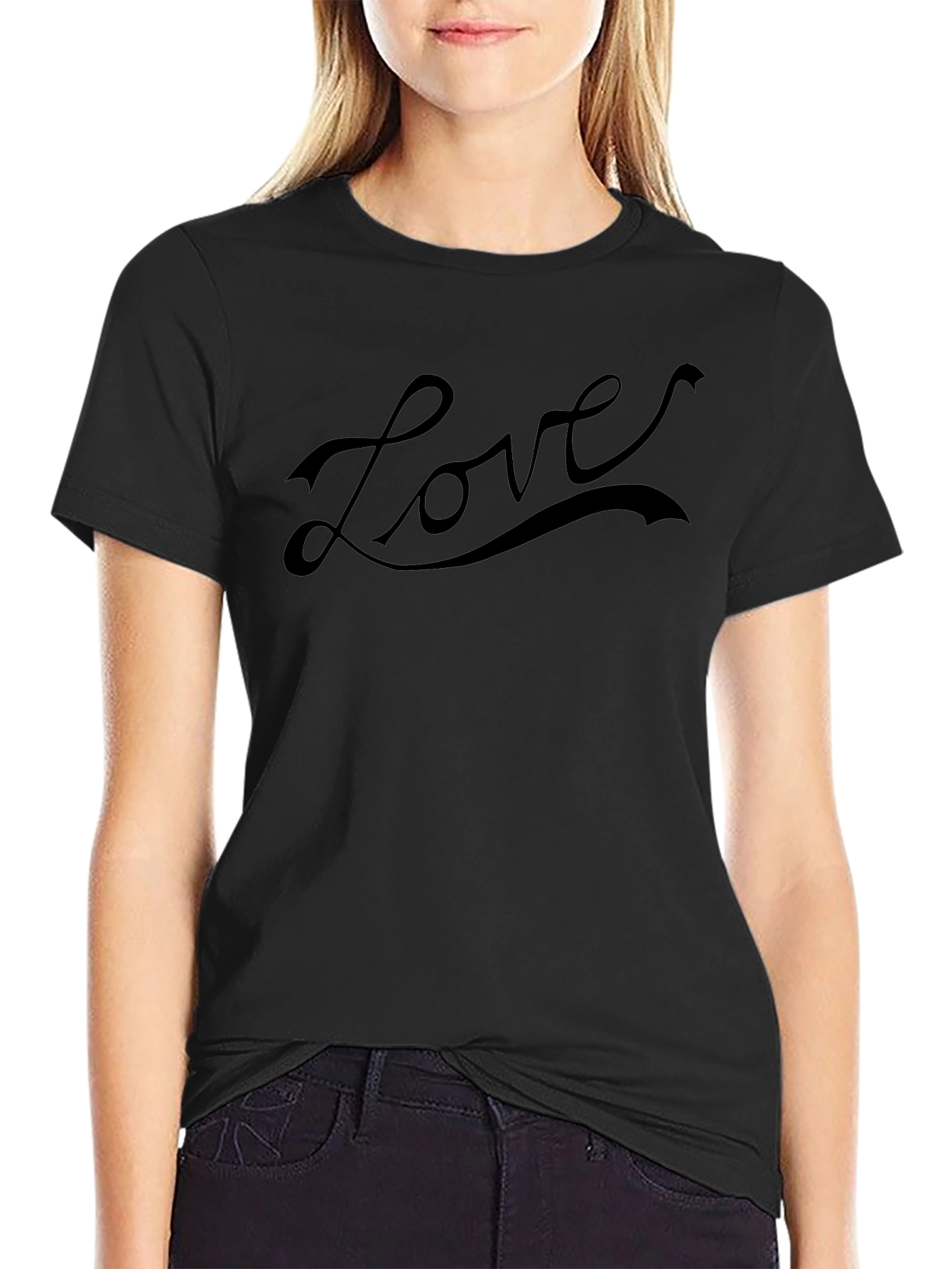 Love Graphic Print Mens Black T-Shirt