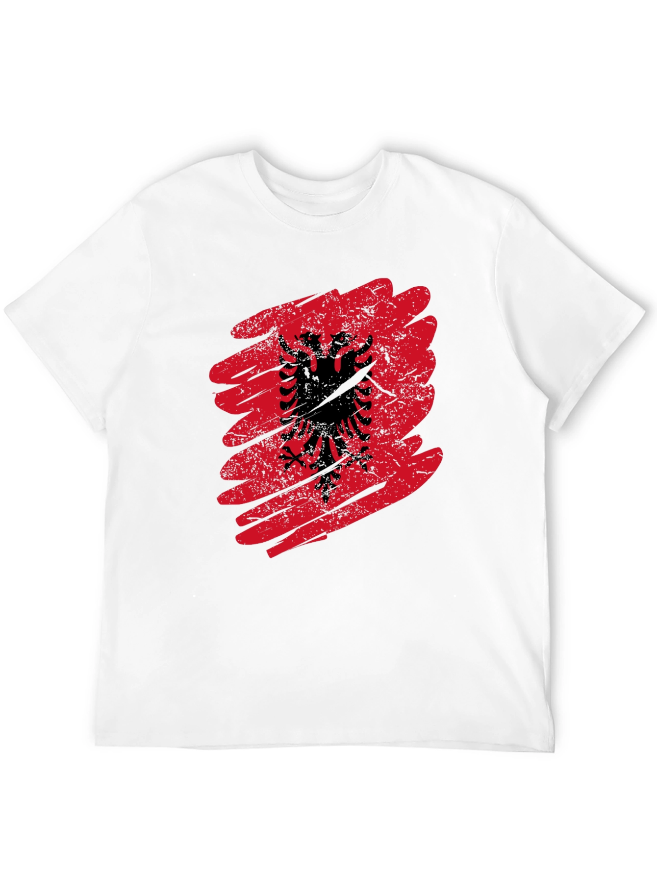 Albania Flag Graphic Tee - Mens Black T-Shirt
