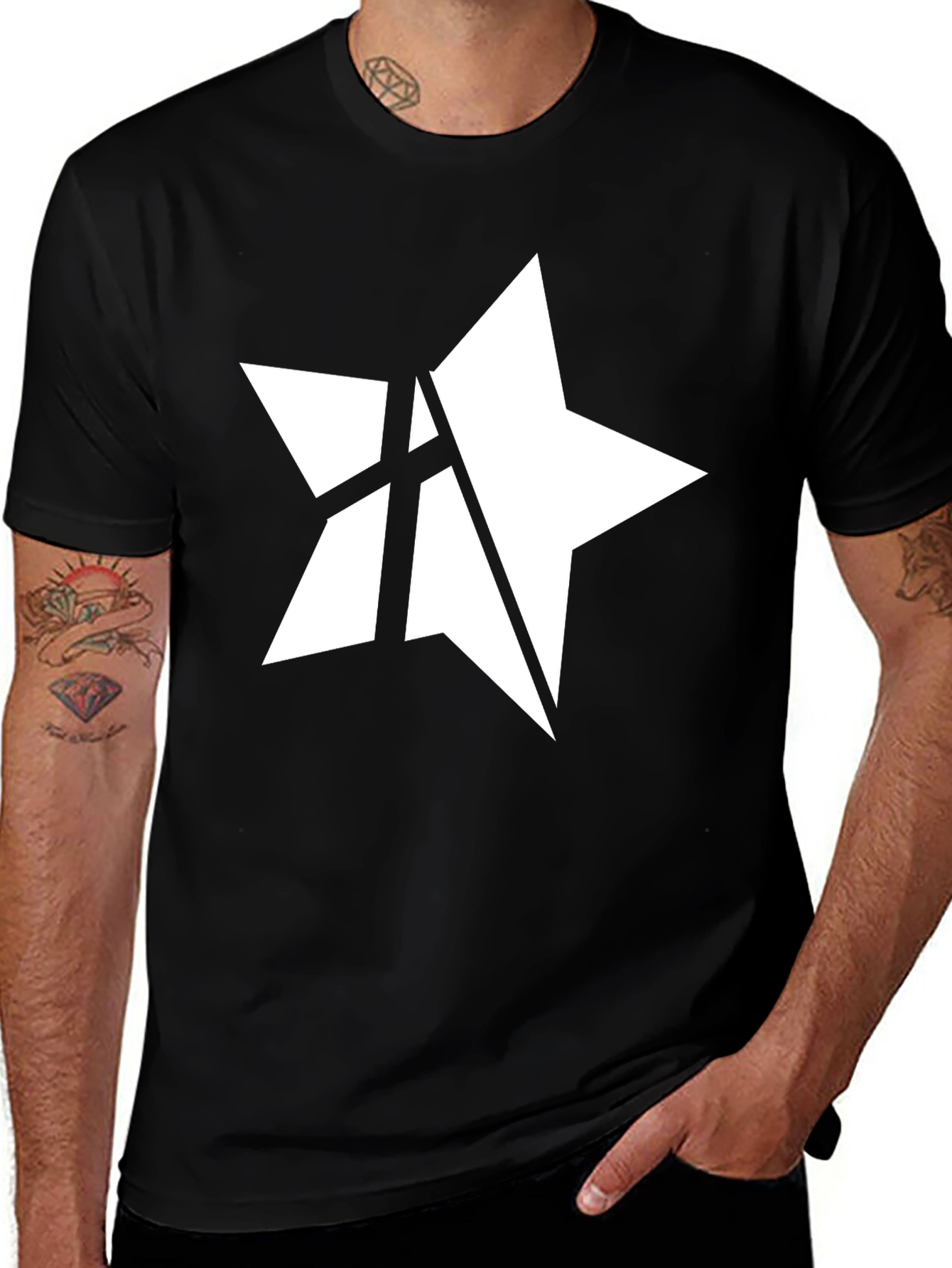 Star Logo Black Tee - Modern Graphic Design Shirt