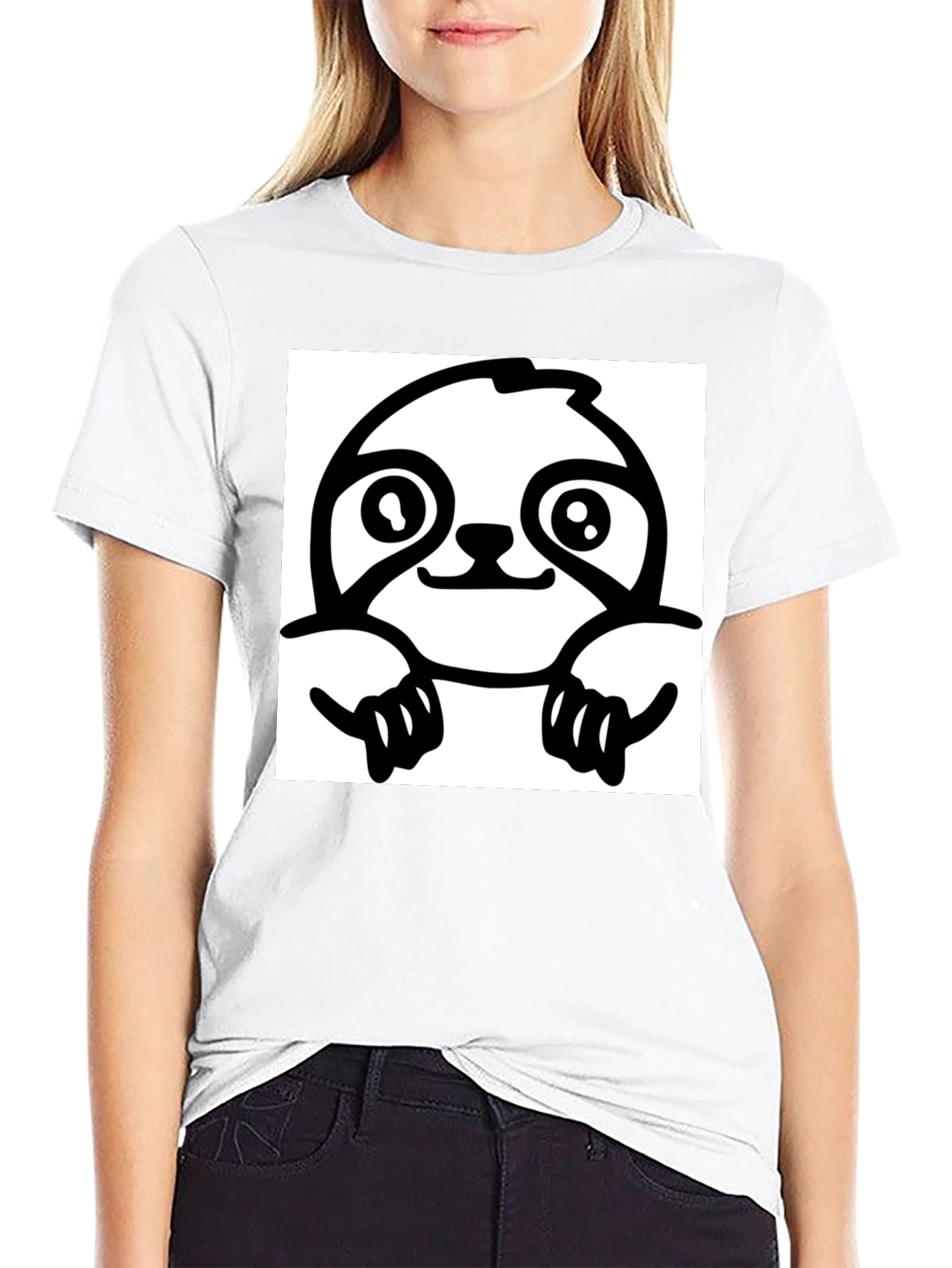 Sloth Graphic Tee - Black Cotton T-Shirt