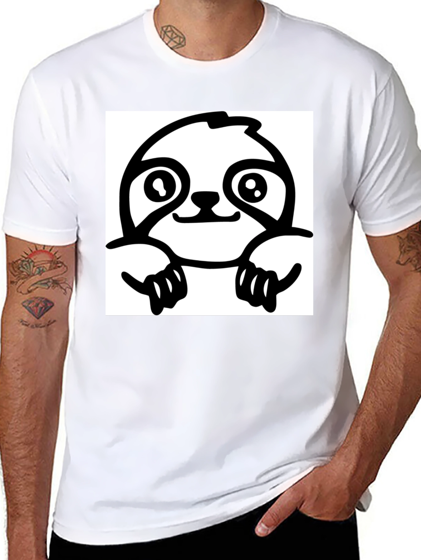 Sloth Graphic Tee - Black Cotton T-Shirt