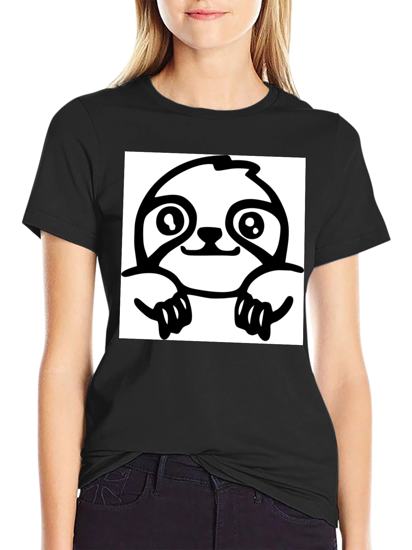 Sloth Graphic Tee - Black Cotton T-Shirt