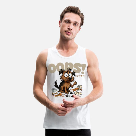 Expressive Sad Dog with Spilled Food