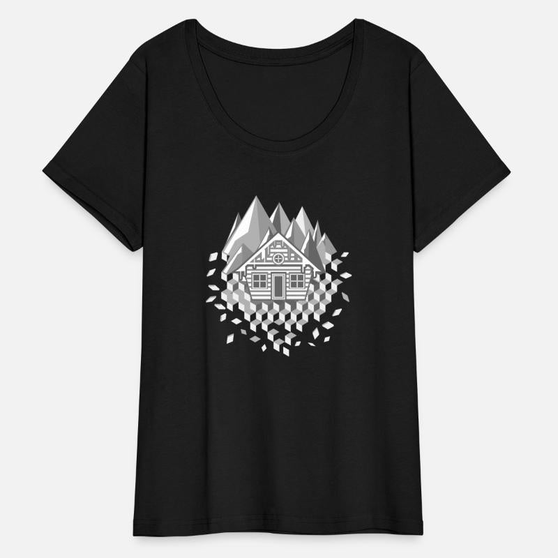 extraordinary stylized hut and mountains