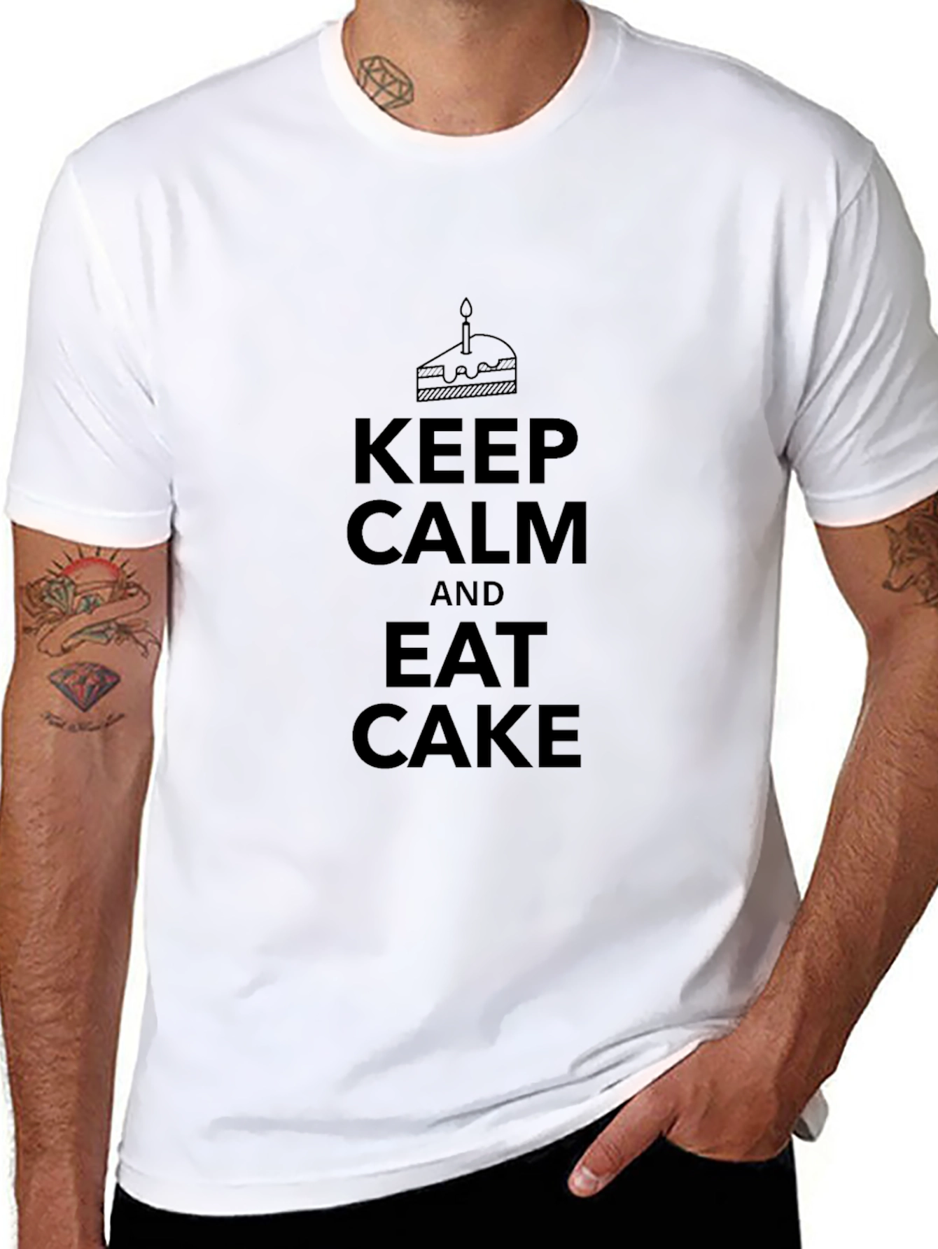 Keep Calm and Eat Cake Black T-Shirt