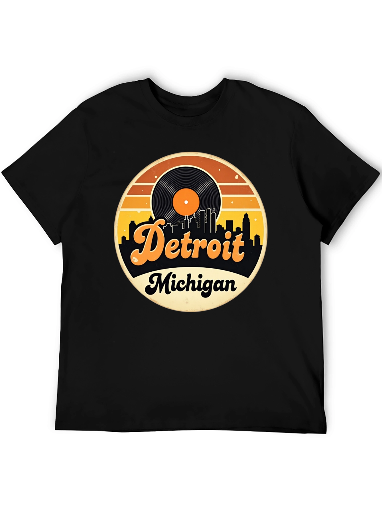 Detroit Michigan Retro Vinyl Record T-Shirt