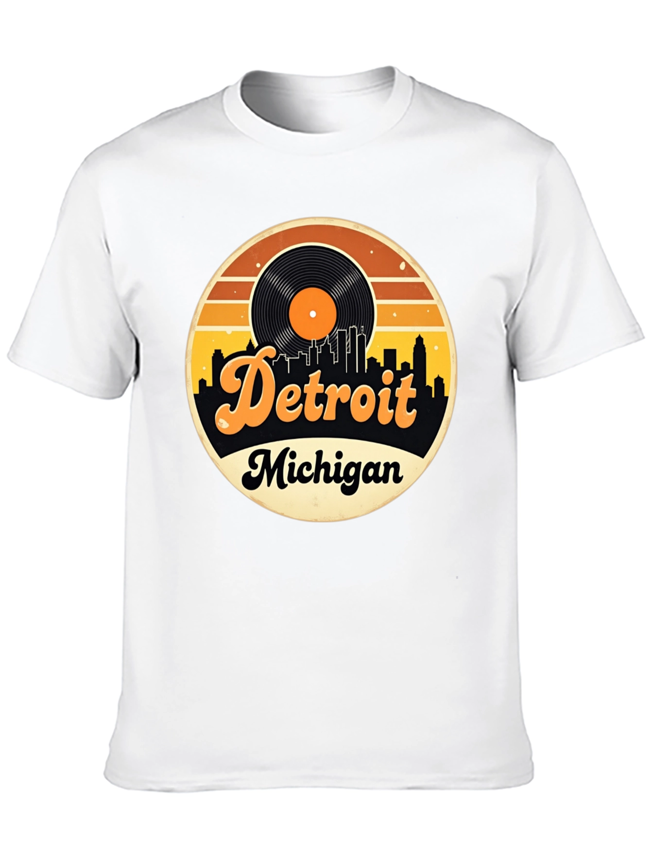 Detroit Michigan Retro Vinyl Record T-Shirt