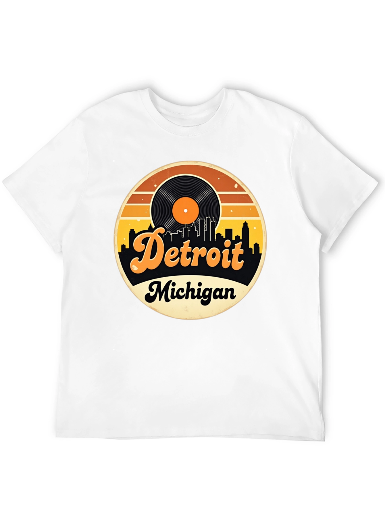 Detroit Michigan Retro Vinyl Record T-Shirt