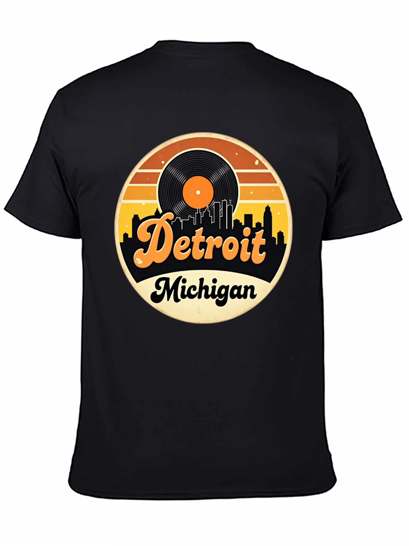 Detroit Michigan Retro Vinyl Record T-Shirt