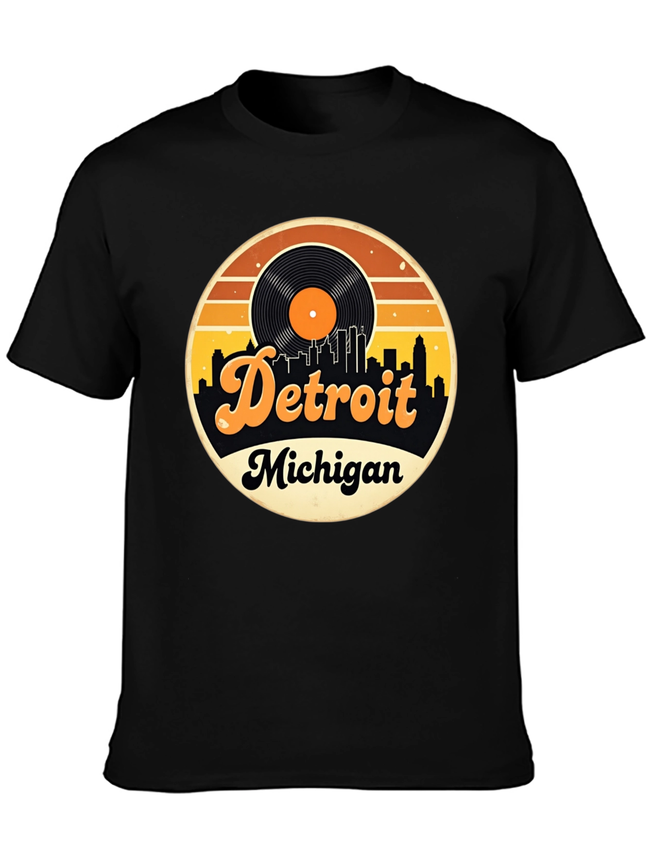 Detroit Michigan Retro Vinyl Record T-Shirt