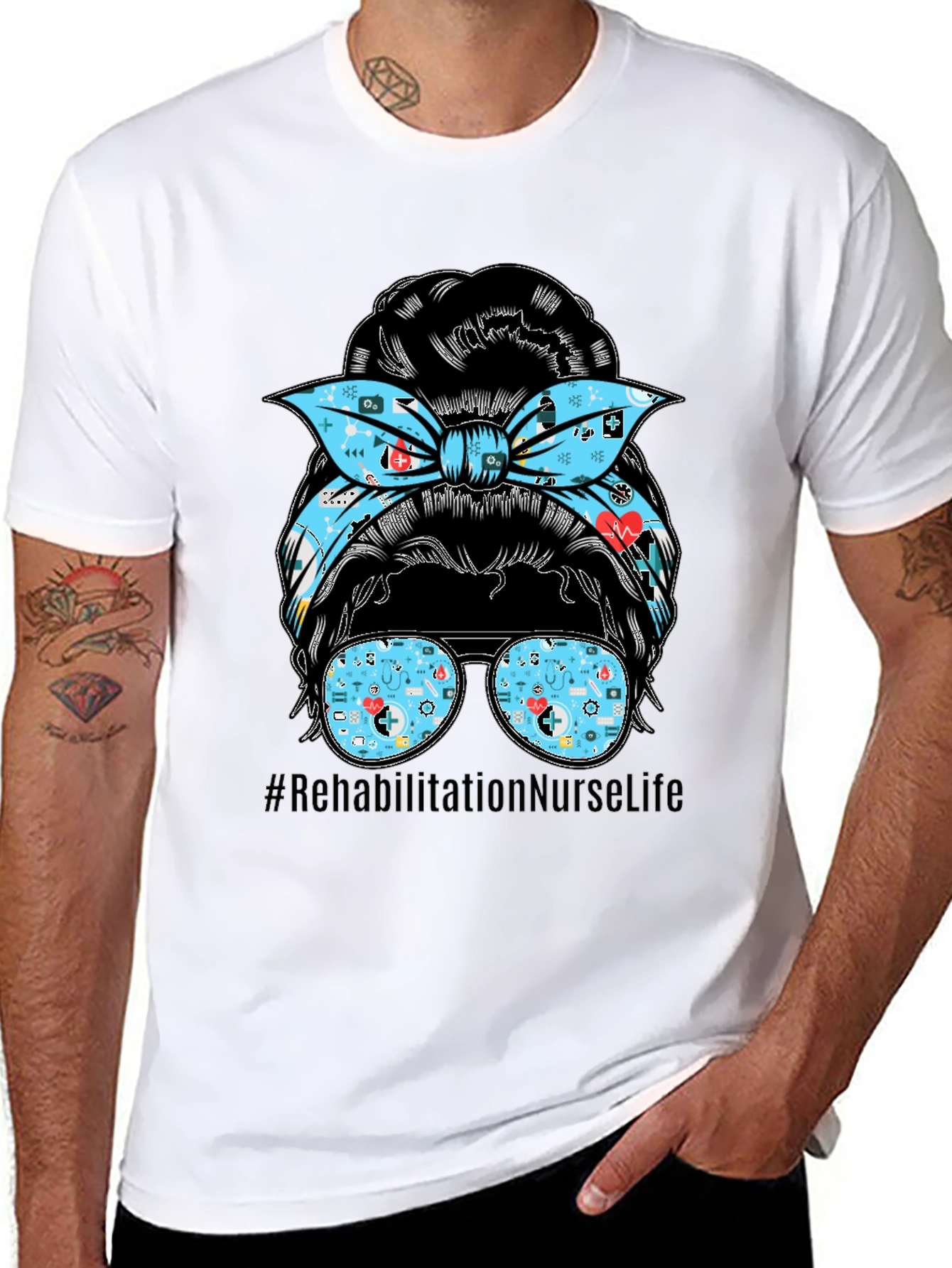 Rehabilitation Nurse Life Messy Bun T-Shirt