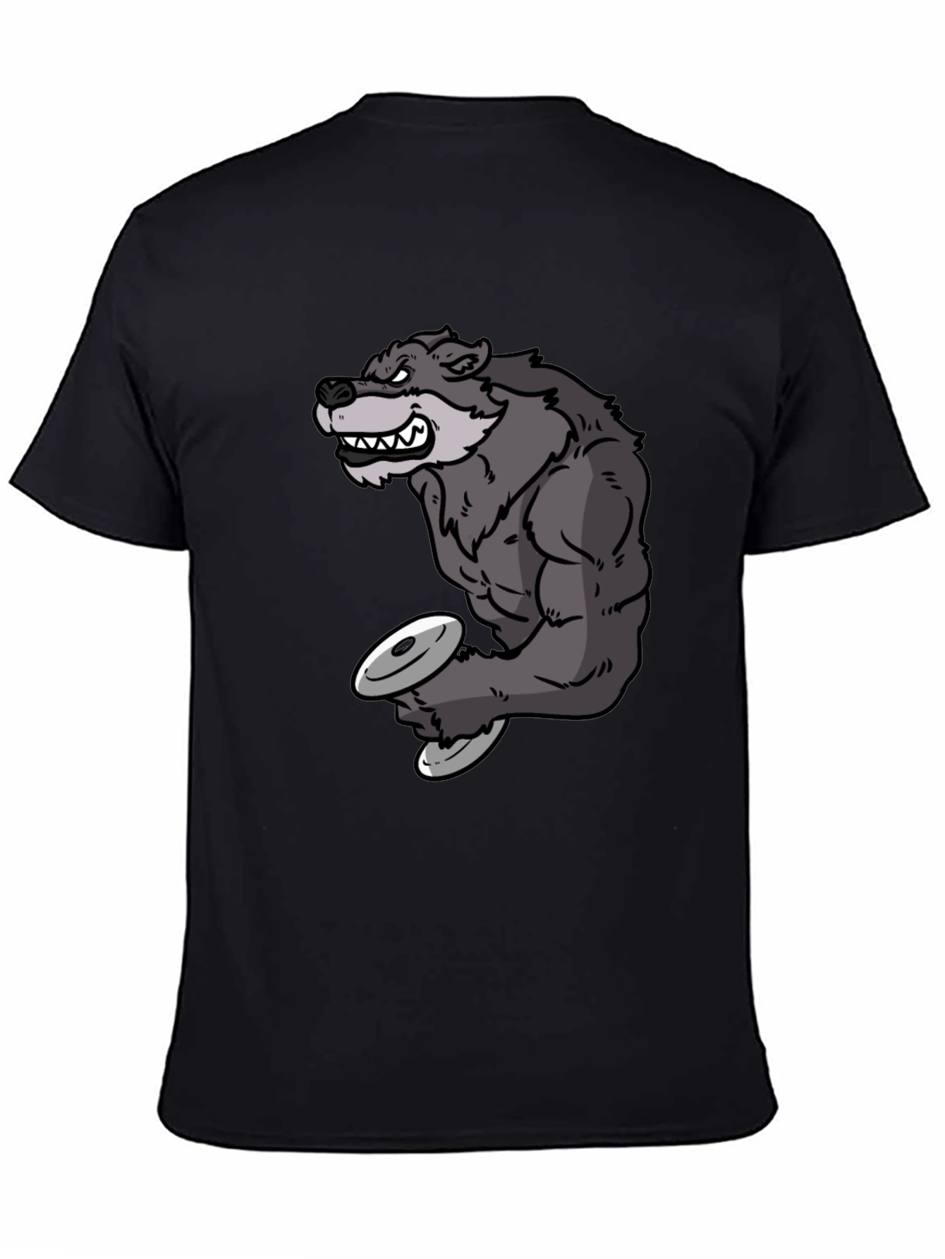 Wolf Lifting Weights Graphic Tee - Black