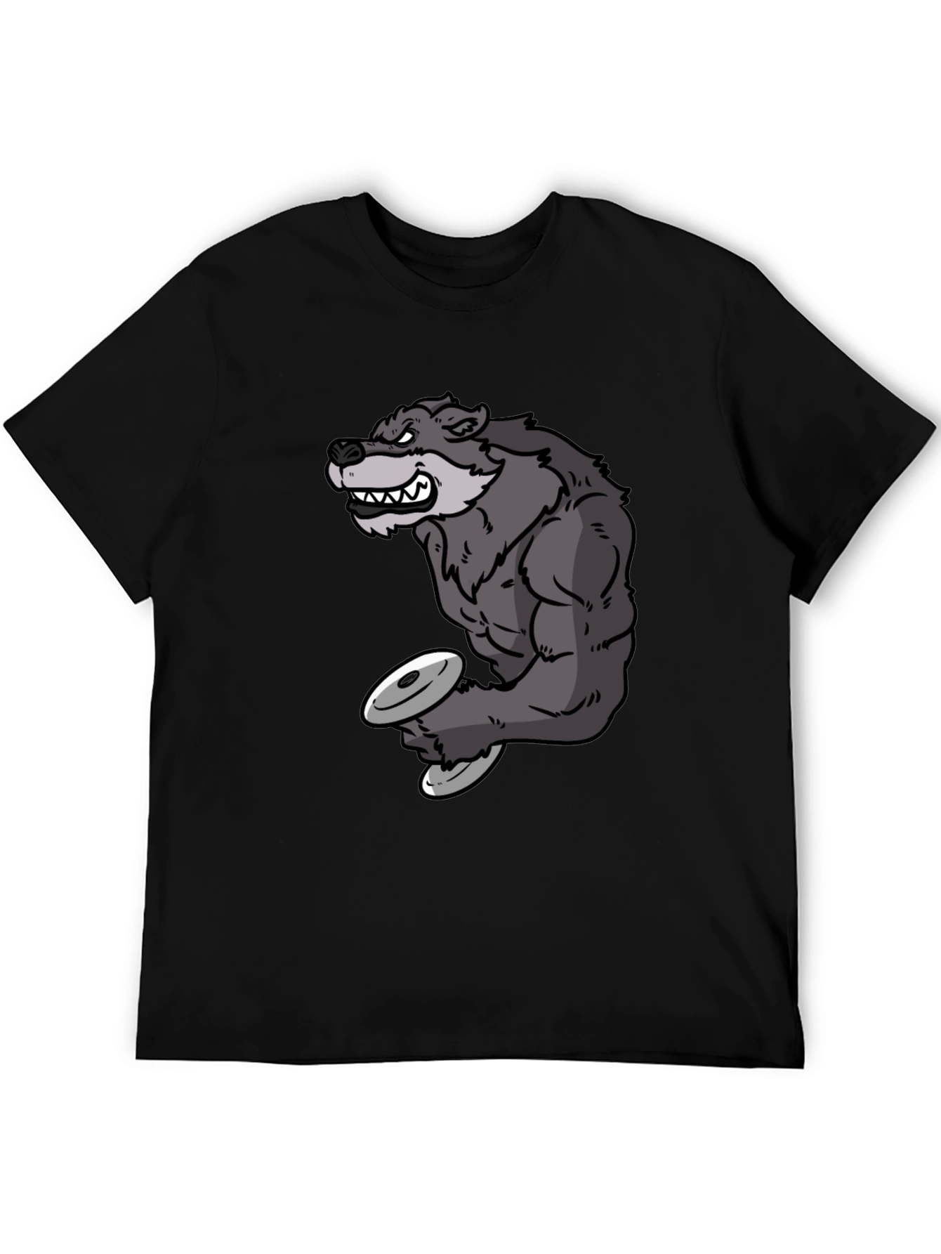 Wolf Lifting Weights Graphic Tee - Black