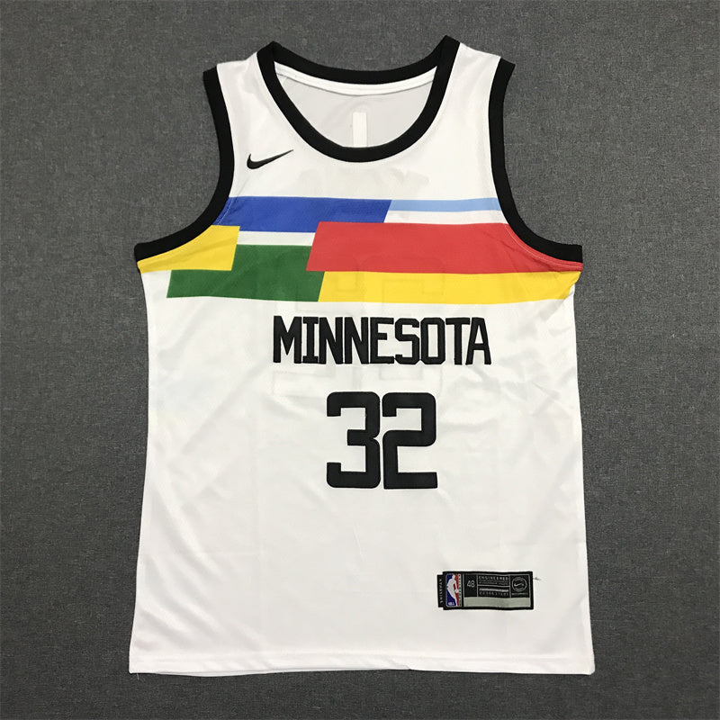 Men's Minnesota Timberwolves Karl-Anthony Towns #32 White Swingman Jerseys - City Edition
